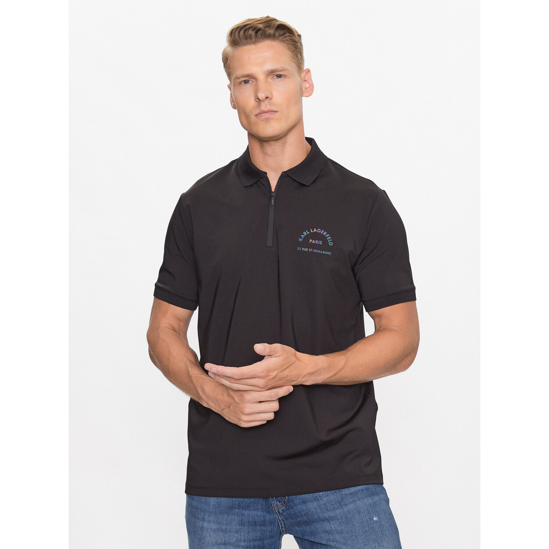 KARL LAGERFELD Polo majica 745083 533233 Črna Regular Fit - Pepit.si