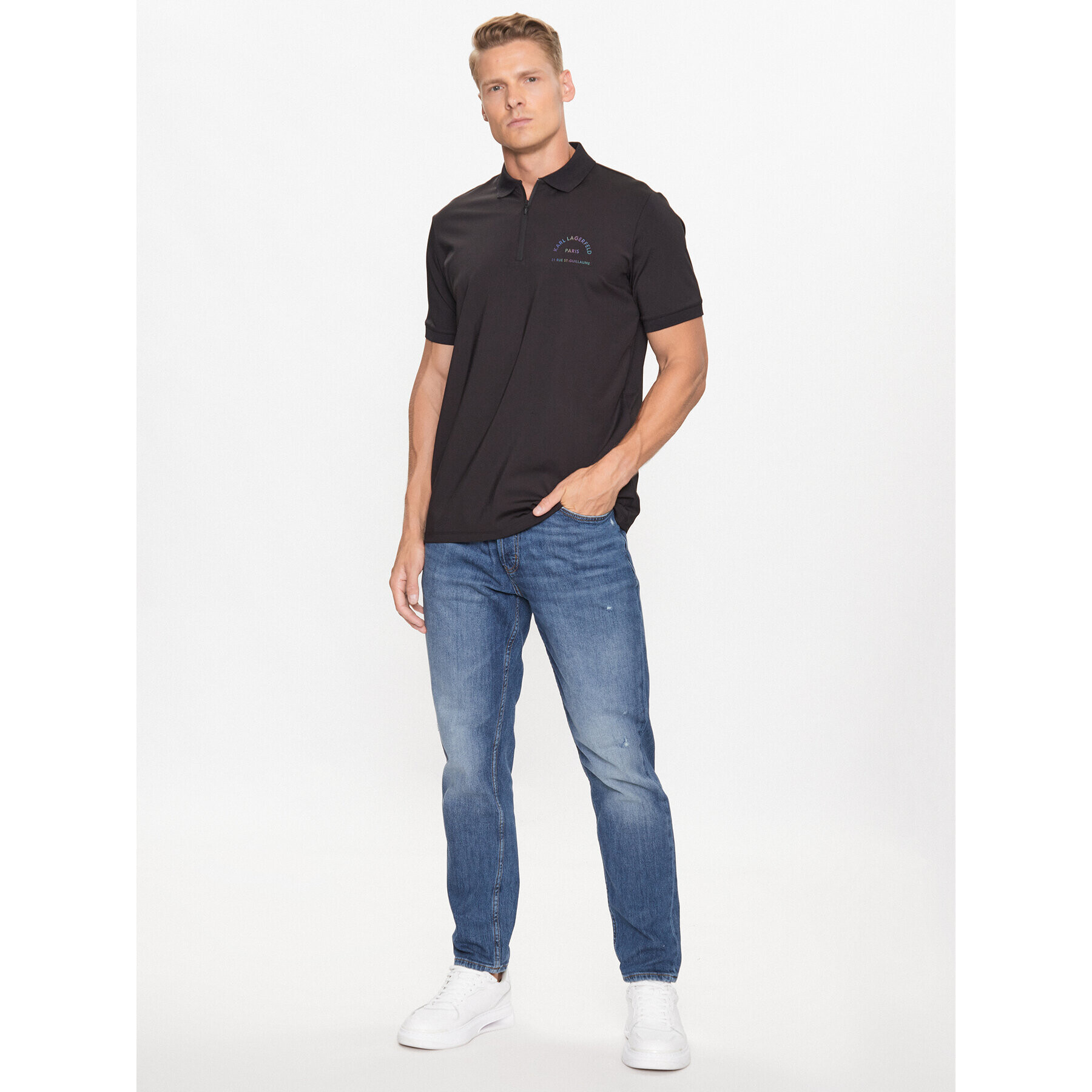 KARL LAGERFELD Polo majica 745083 533233 Črna Regular Fit - Pepit.si