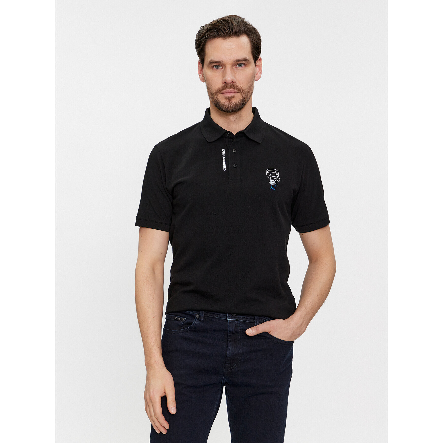 KARL LAGERFELD Polo majica 745401 541233 Črna Regular Fit - Pepit.si