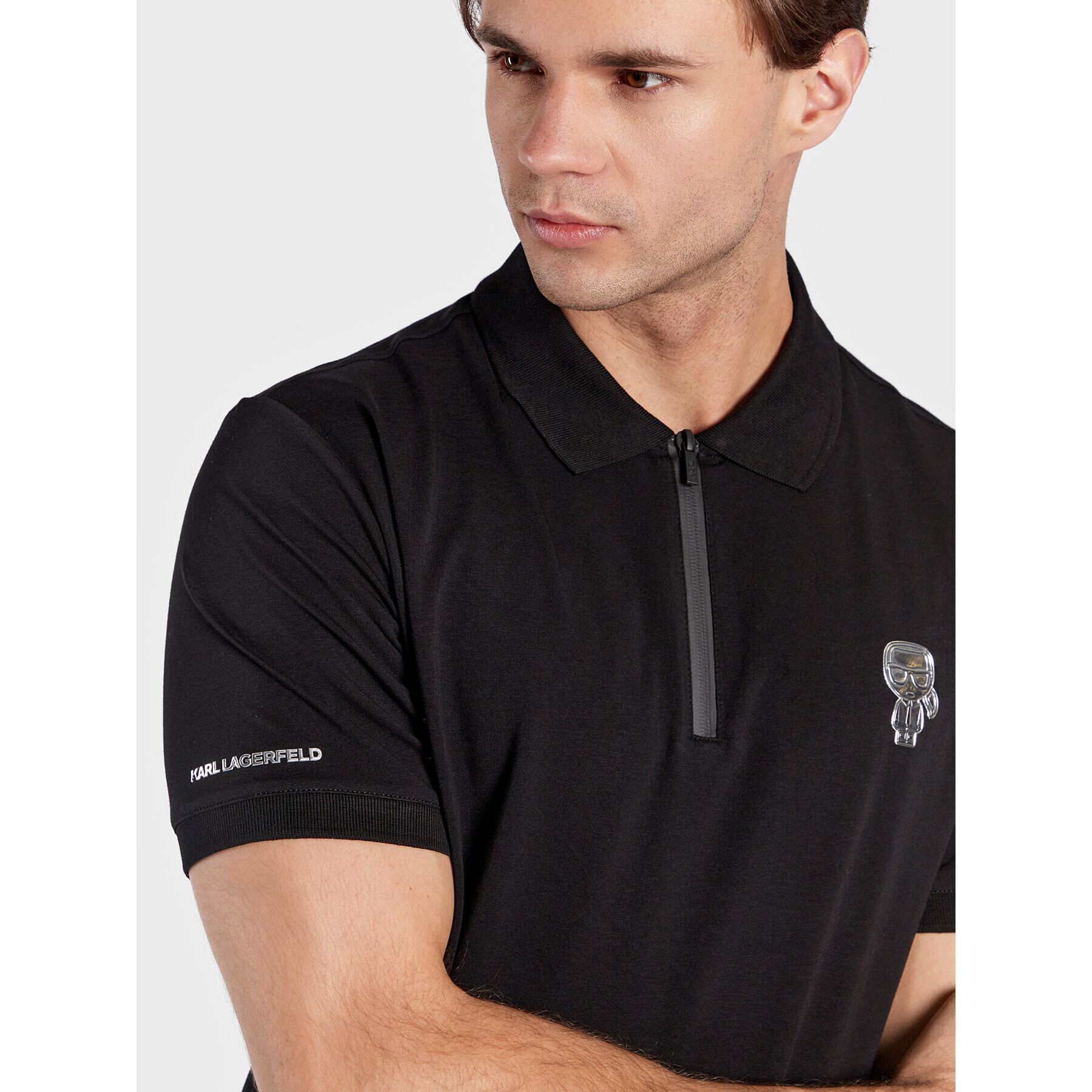 KARL LAGERFELD Polo majica 745420 524221 Črna Regular Fit - Pepit.si