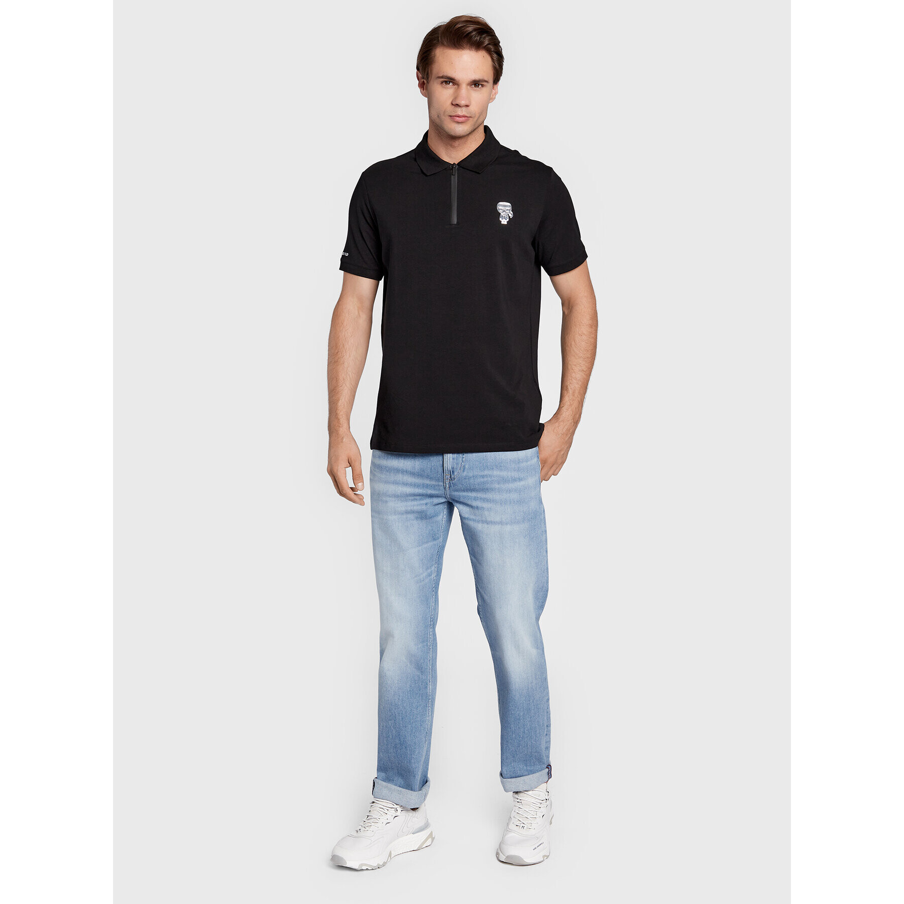 KARL LAGERFELD Polo majica 745420 524221 Črna Regular Fit - Pepit.si