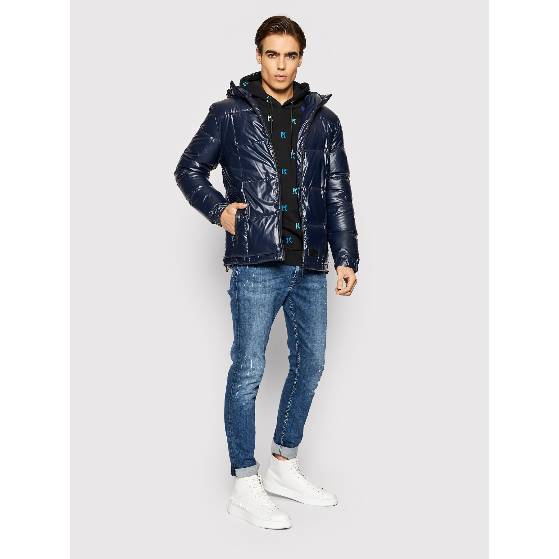 KARL LAGERFELD Puhovka 505005 512505 Mornarsko modra Regular Fit - Pepit.si