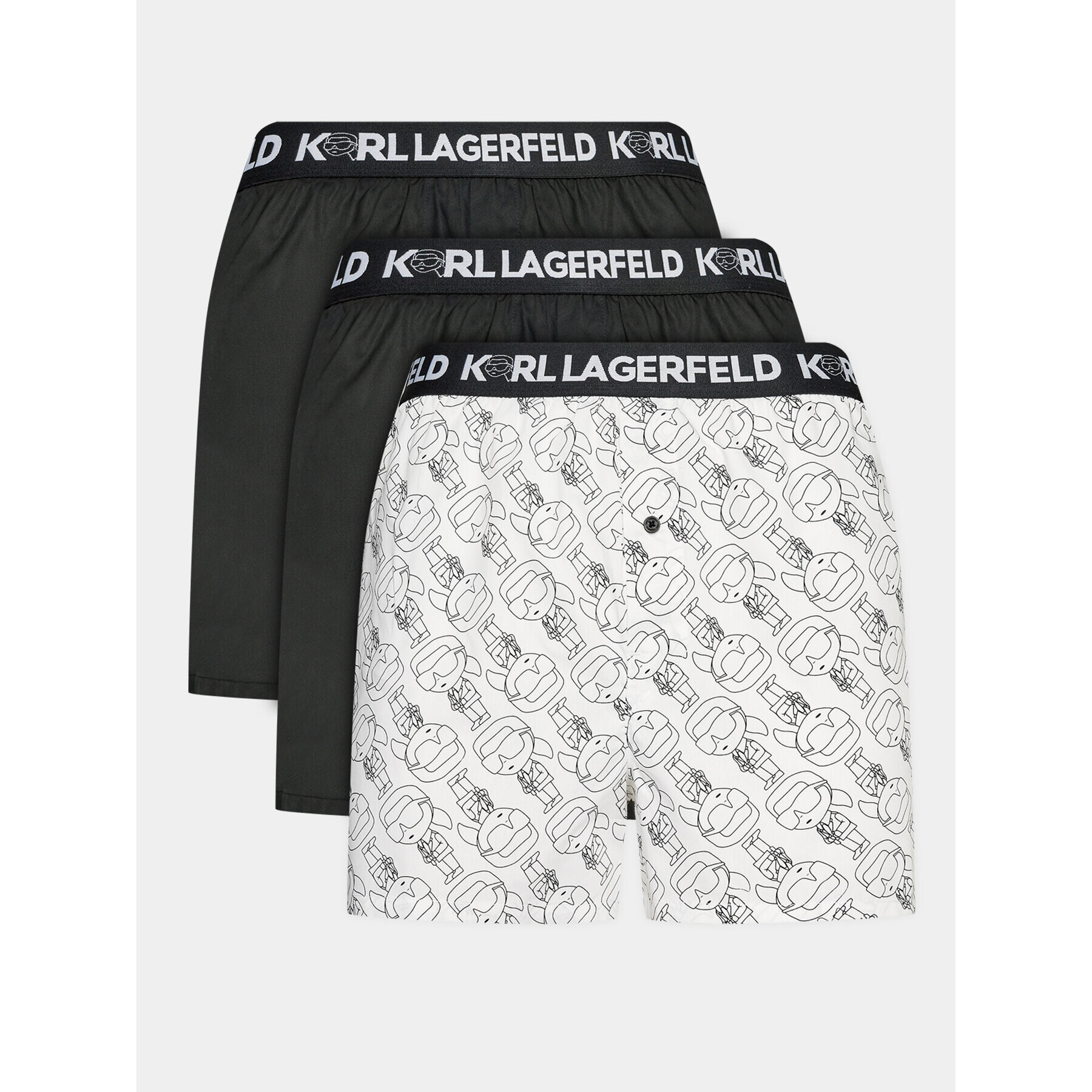 KARL LAGERFELD Set 3 parov boksaric Ikonik 2.0 Woven Boxer (X3) 235M2115 Črna - Pepit.si