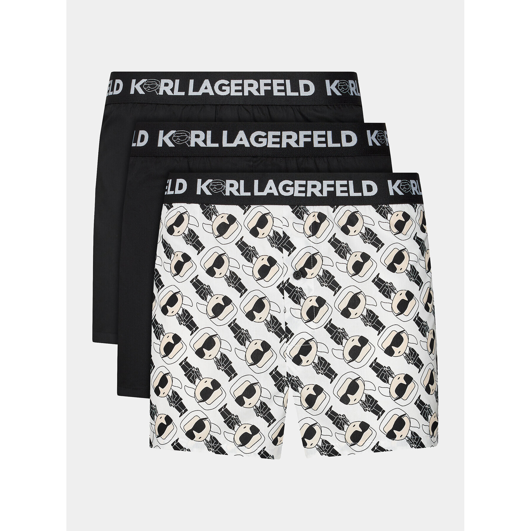 KARL LAGERFELD Set 3 parov boksaric Ikonik 2.0 Woven Boxer (X3) 236M2102 Črna - Pepit.si