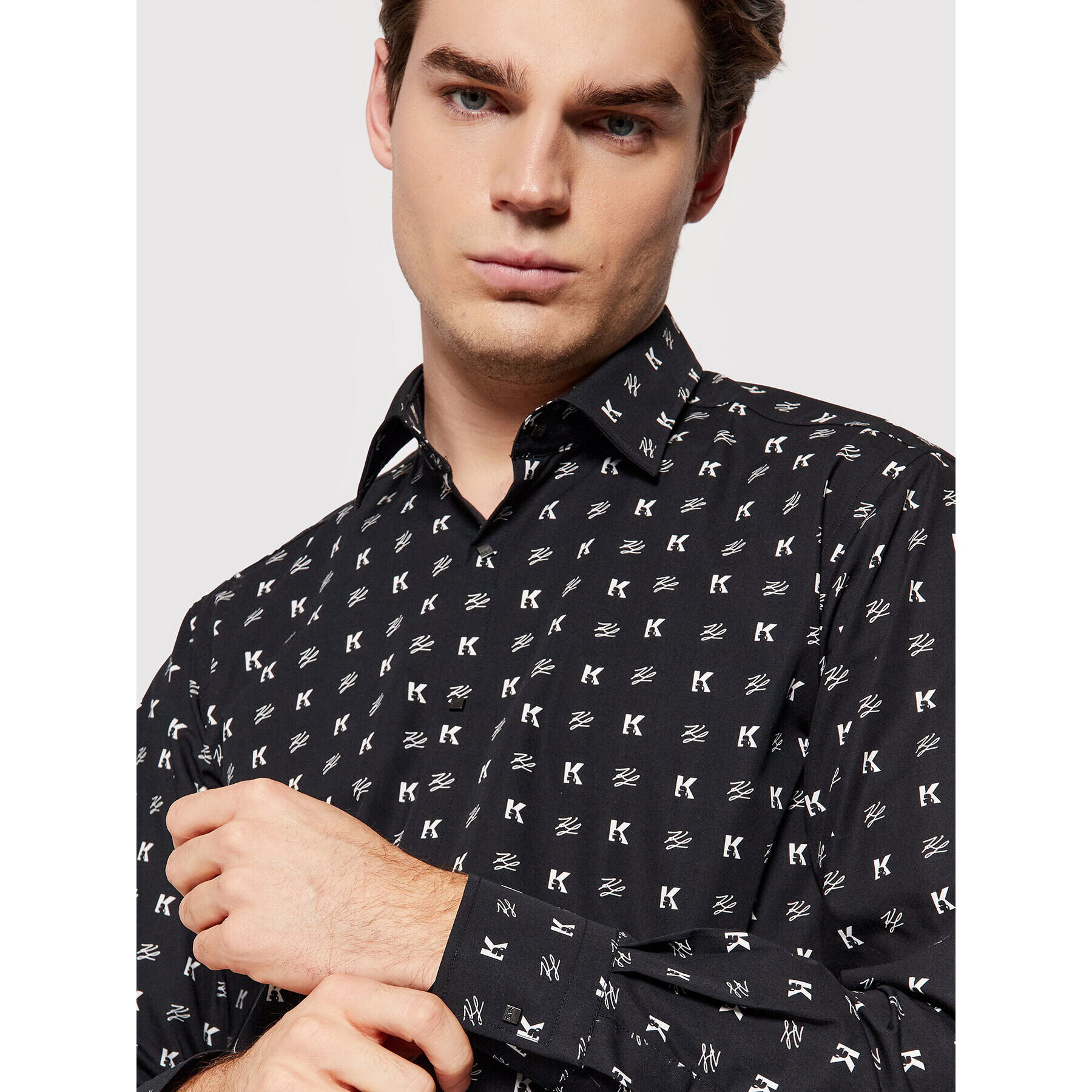 KARL LAGERFELD Srajca 605003 512606 Črna Slim Fit - Pepit.si