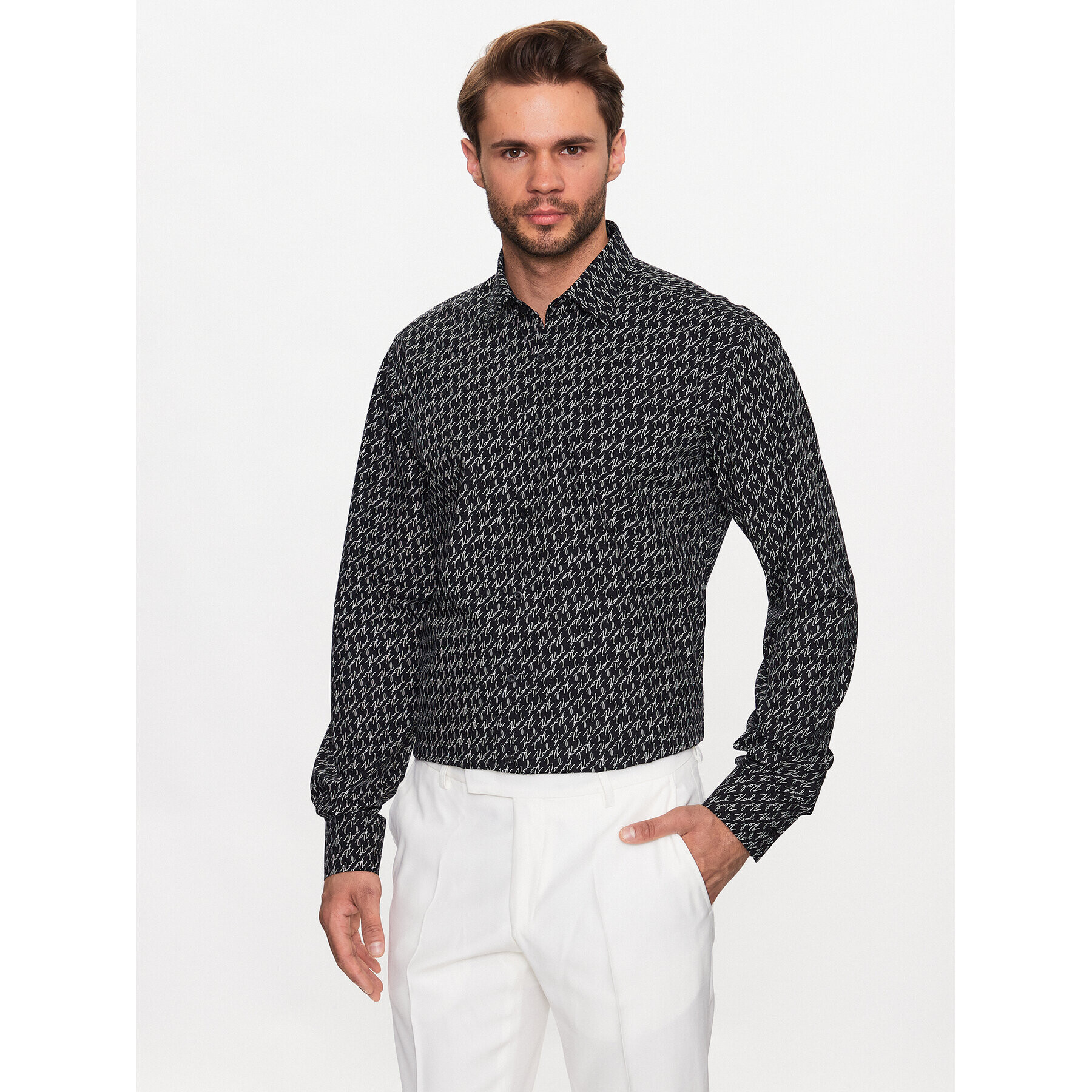 KARL LAGERFELD Srajca 605003 533678 Črna Slim Fit - Pepit.si