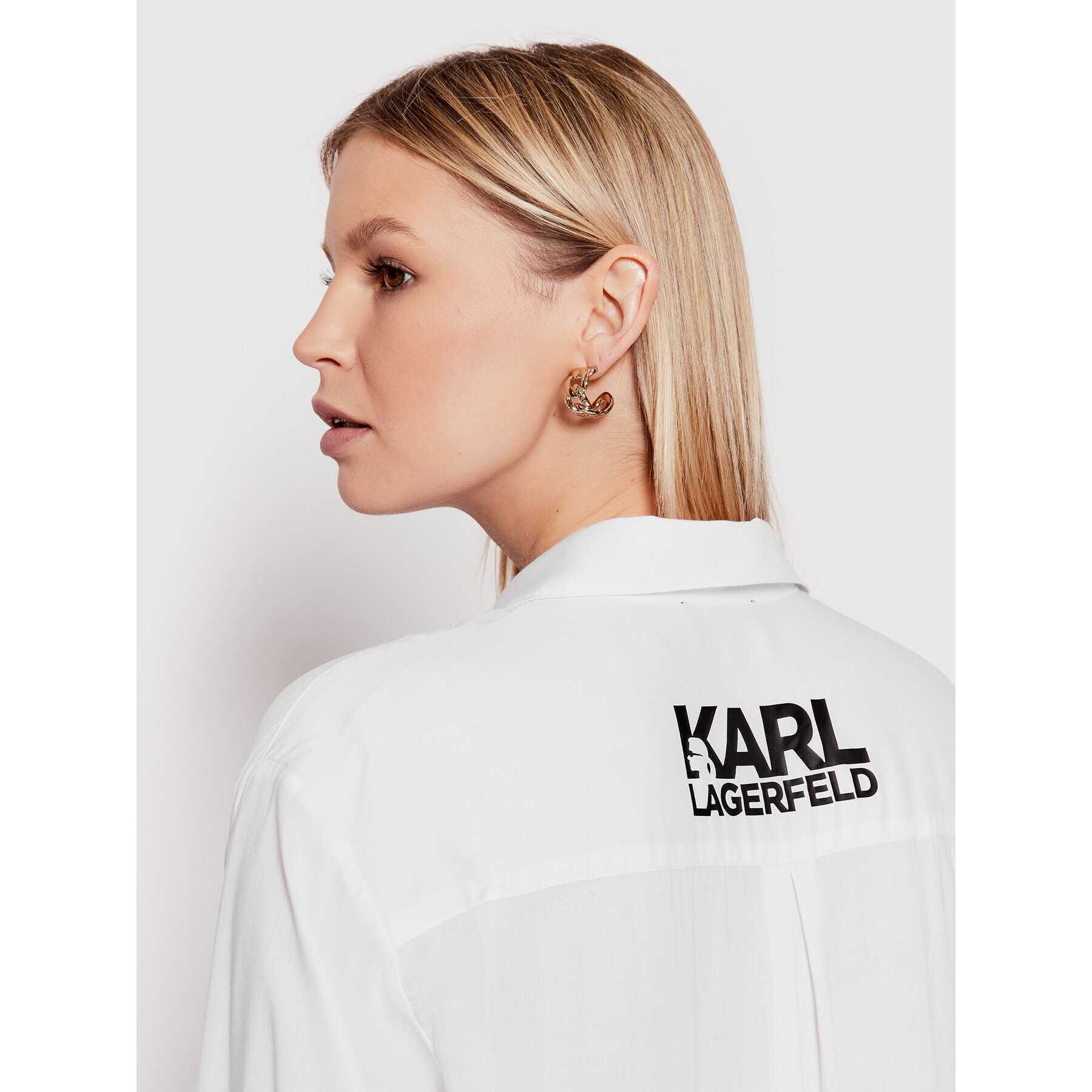 KARL LAGERFELD Tunika Cover Up KL22WCU01 Bela Regular Fit - Pepit.si