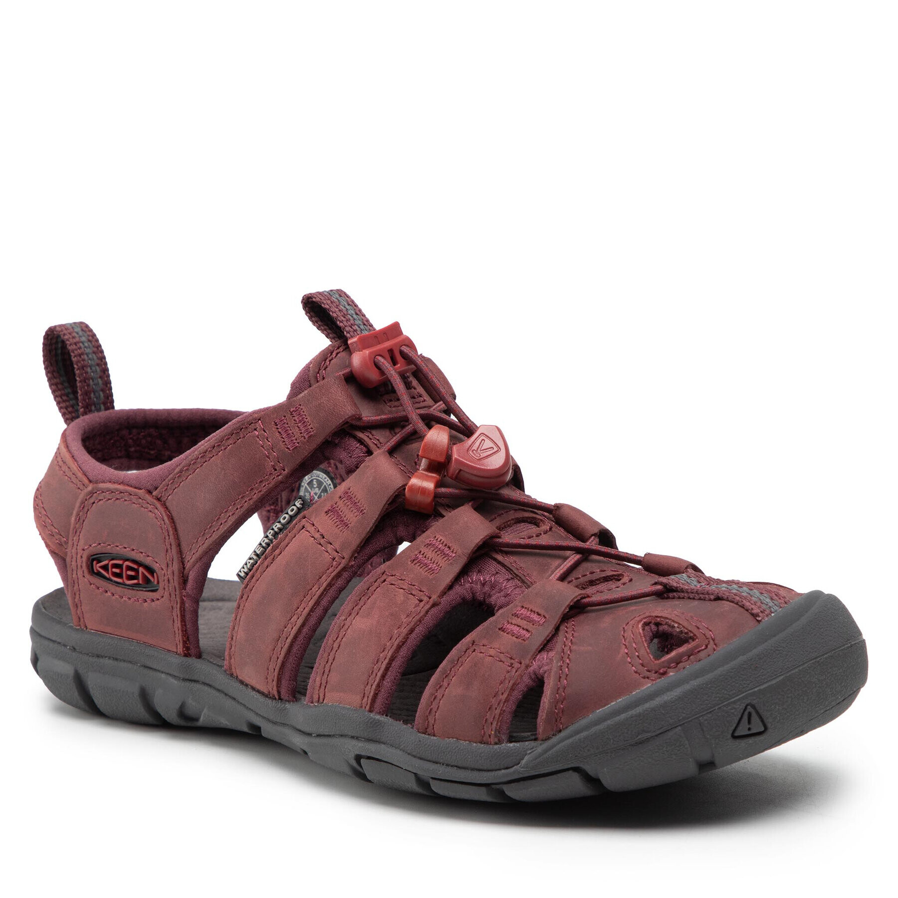 Keen Sandali Clearwater Cnx Lleather 1025088 Bordo rdeča - Pepit.si