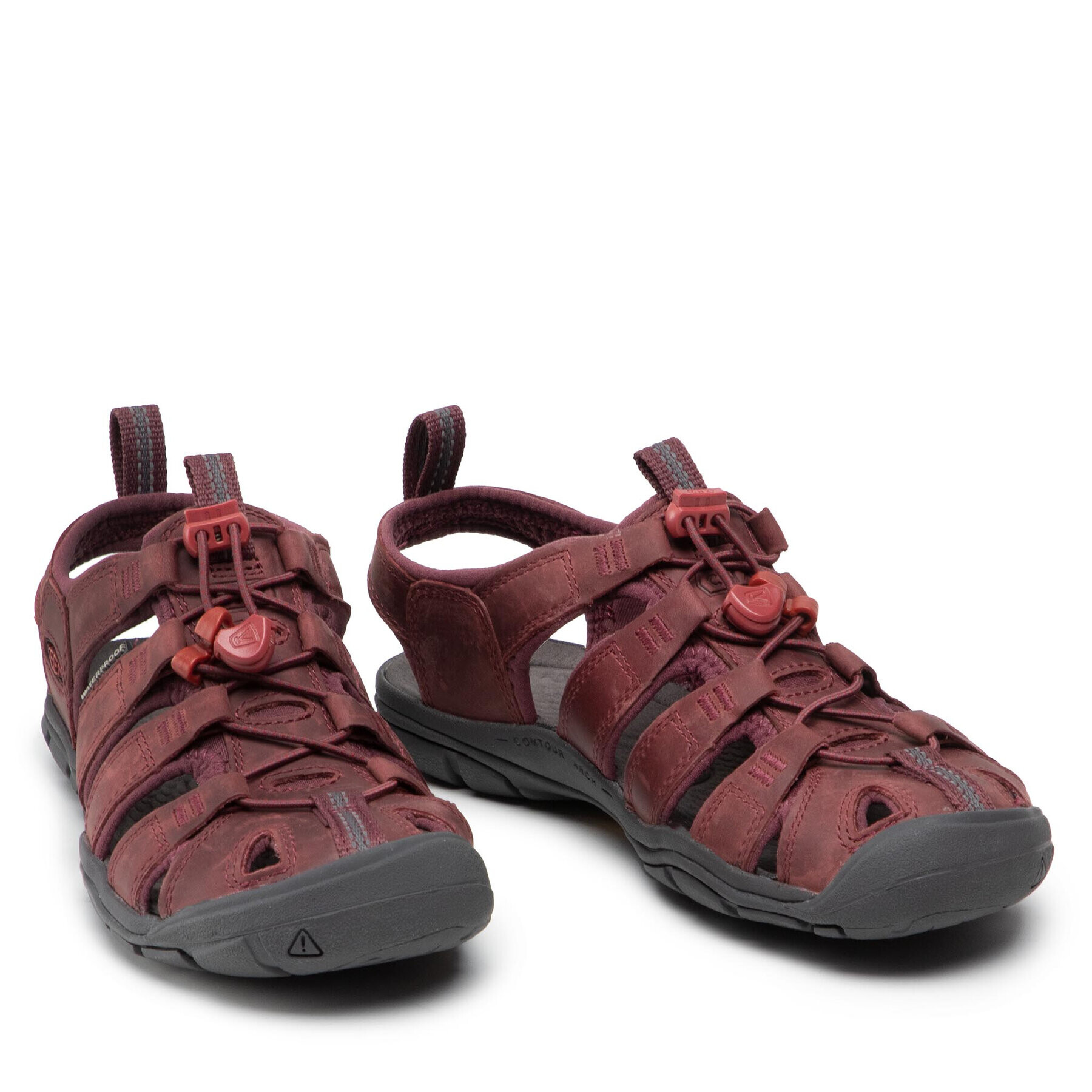 Keen Sandali Clearwater Cnx Lleather 1025088 Bordo rdeča - Pepit.si