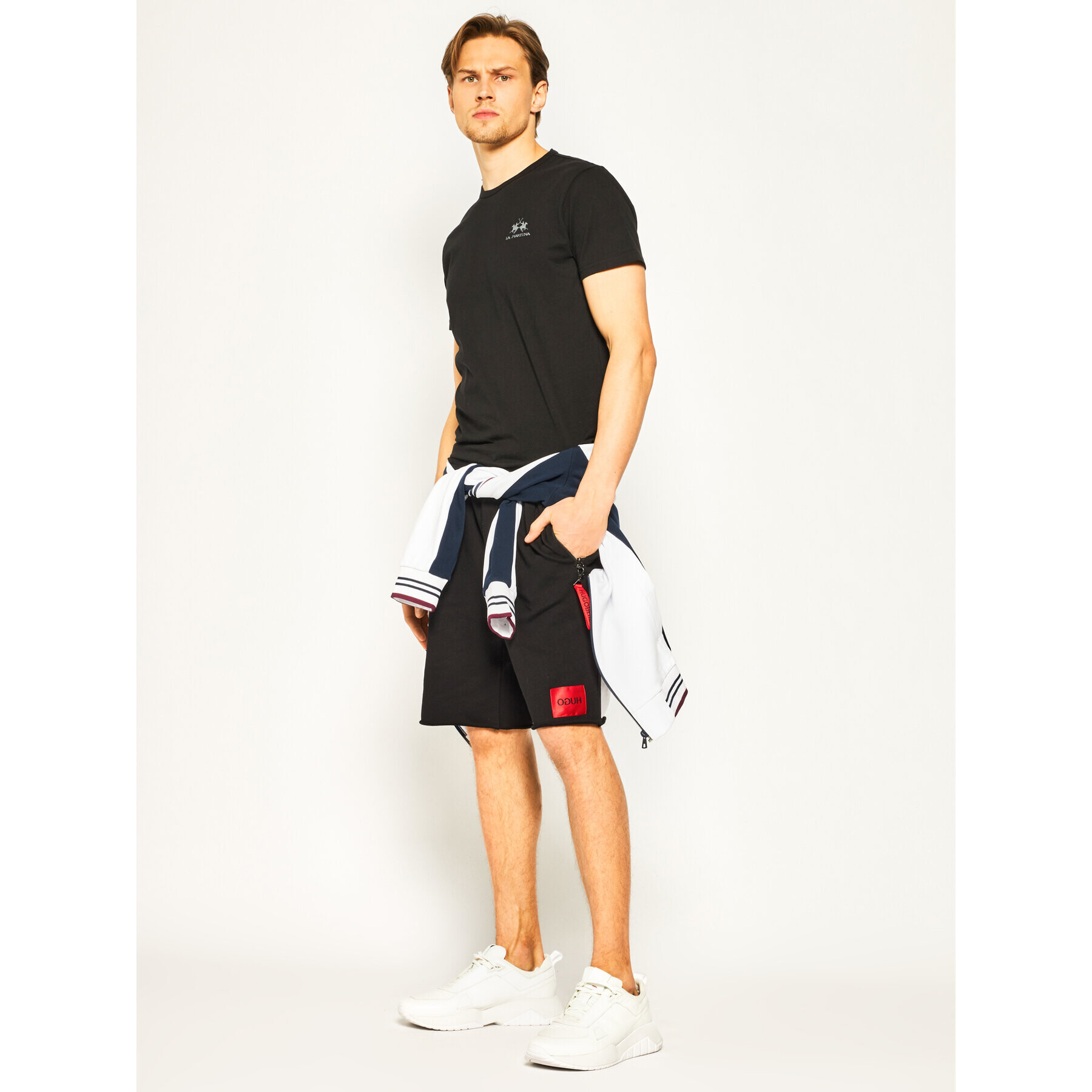 La Martina Majica Jersey CCMR02 JS206 Črna Regular Fit - Pepit.si