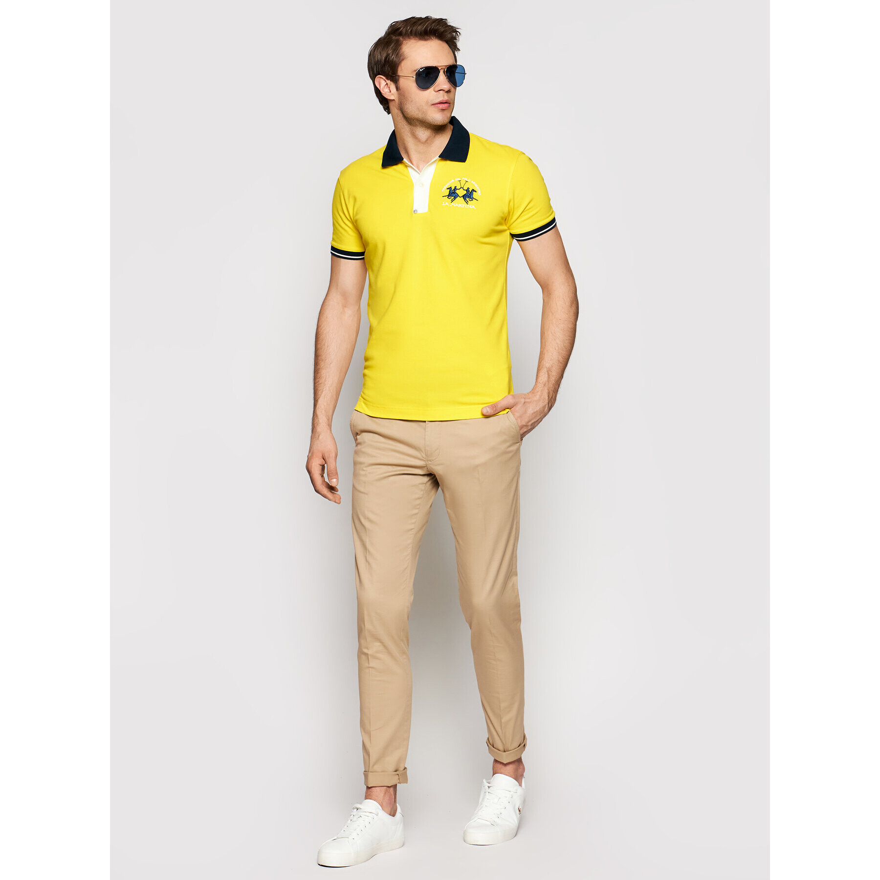 La Martina Polo majica RMP005 PK001 Rumena Slim Fit - Pepit.si