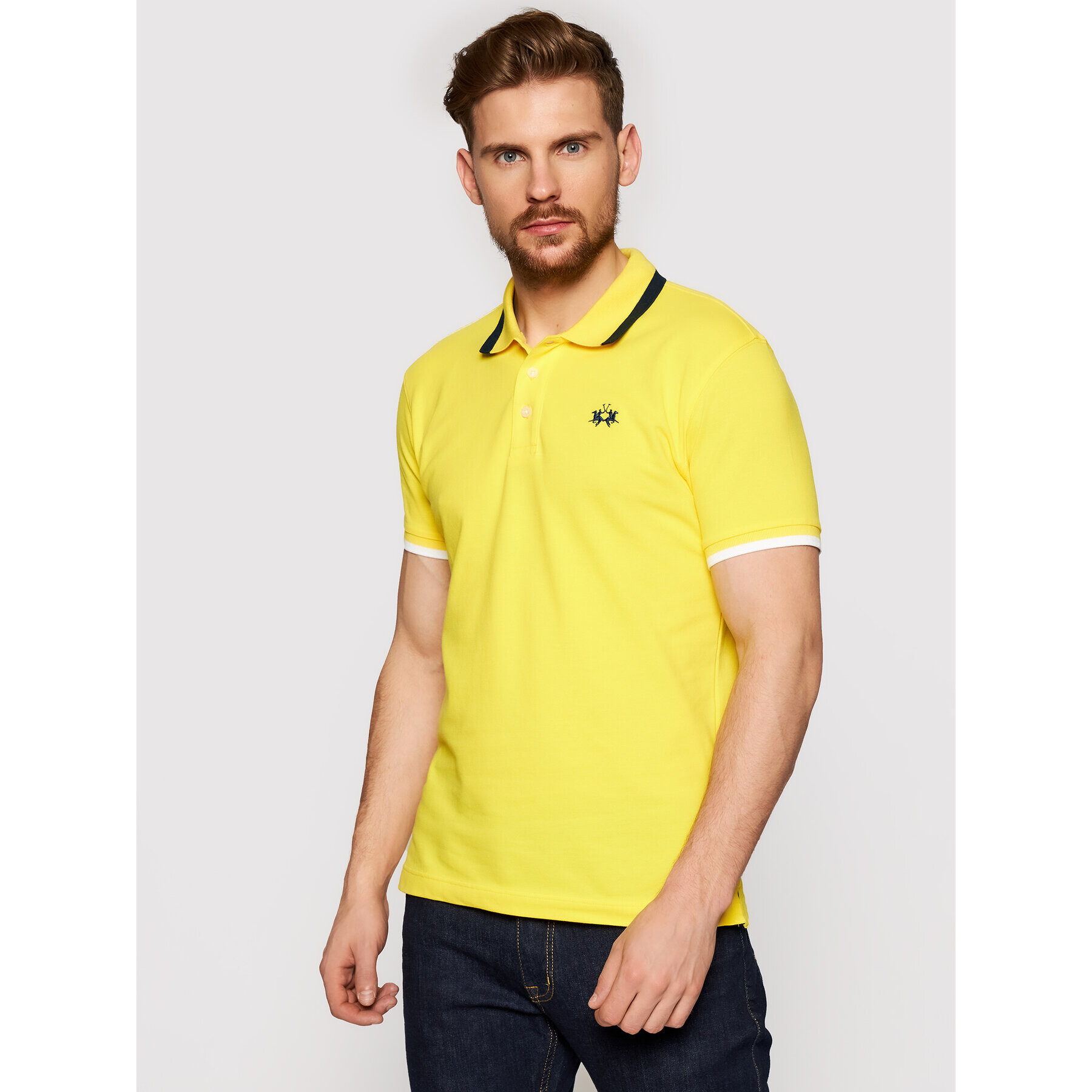 La Martina Polo majica RMP006 PK001 Rumena Slim Fit - Pepit.si