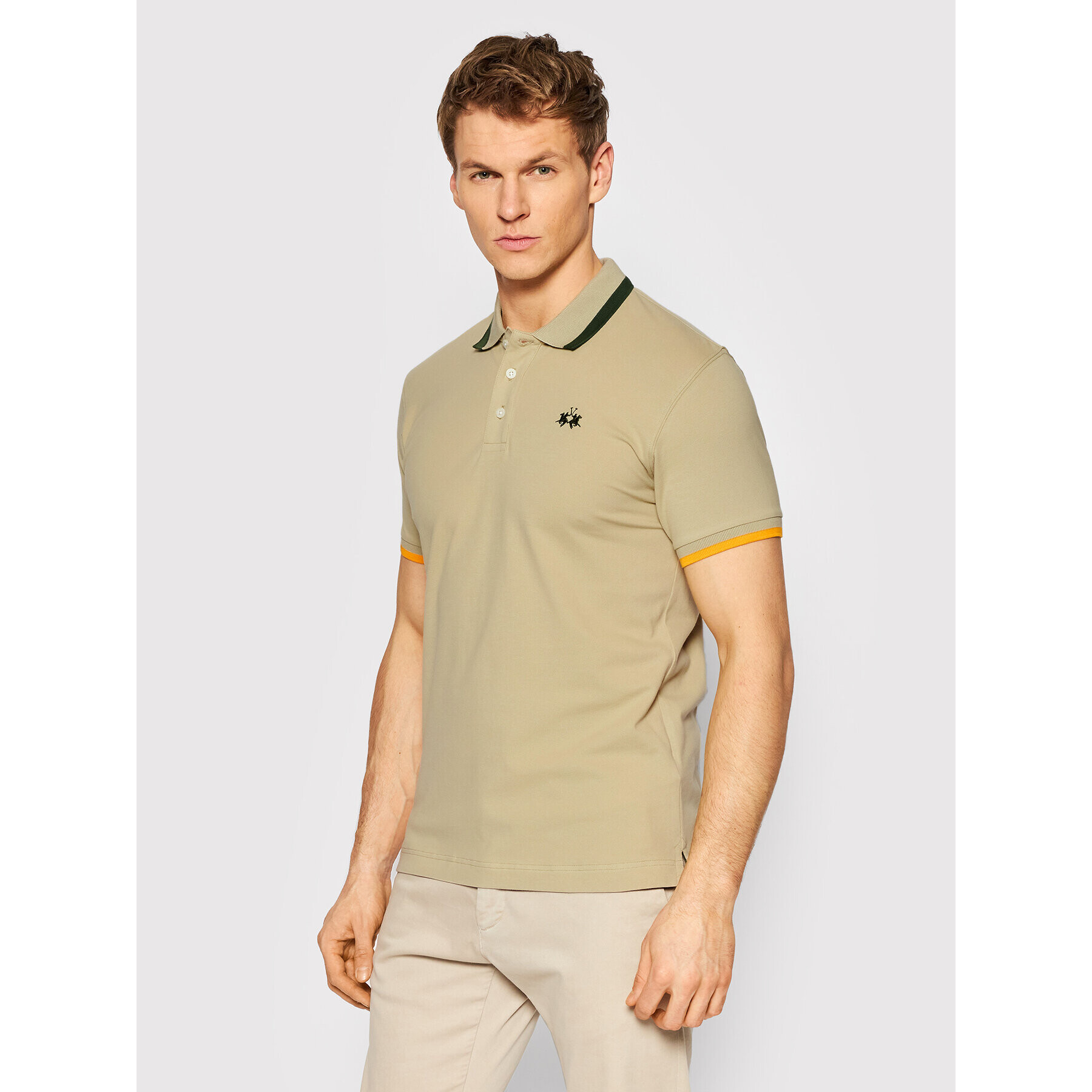 La Martina Polo majica TMP006 PK001 Bež Slim Fit - Pepit.si