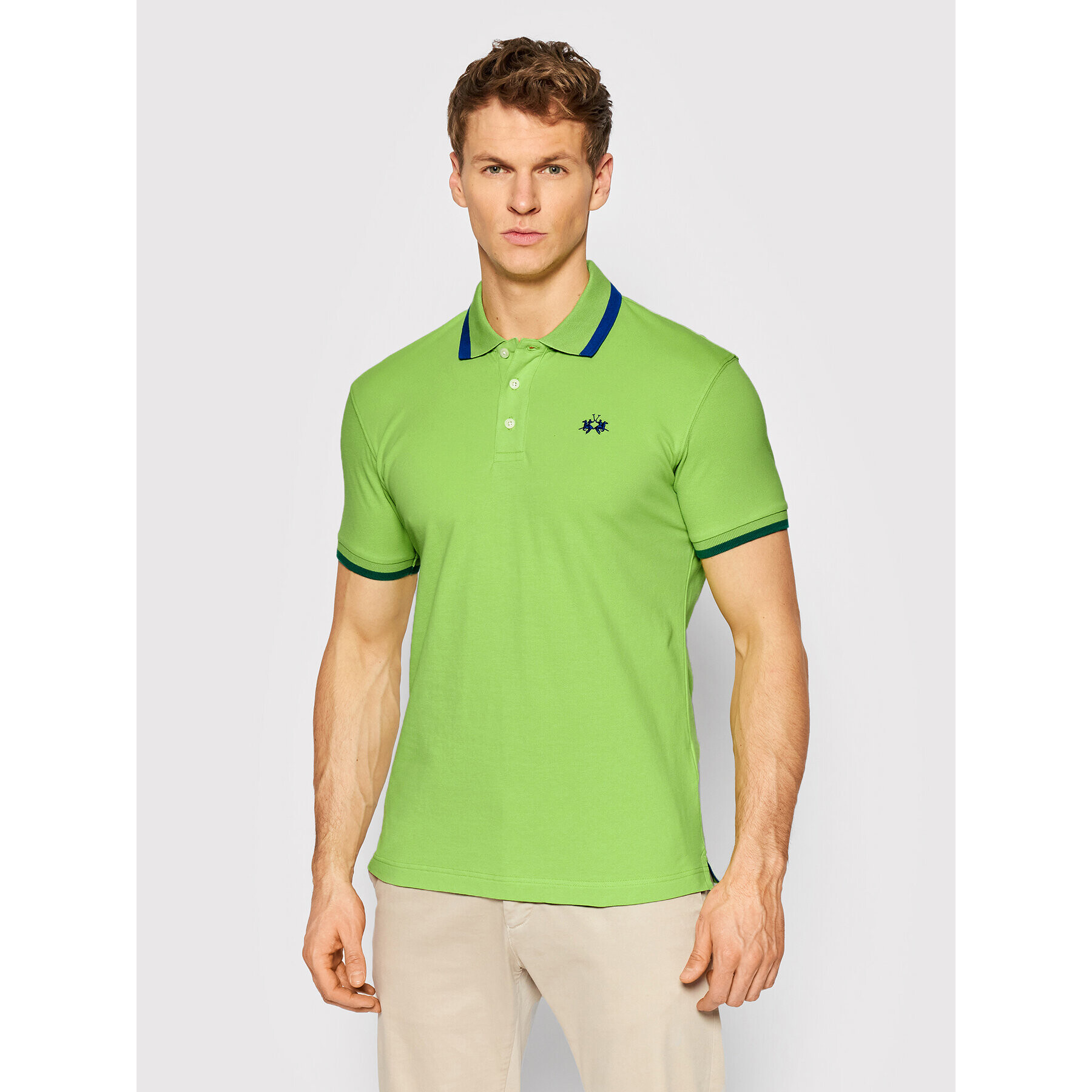 La Martina Polo majica TMP006 PK001 Zelena Slim Fit - Pepit.si