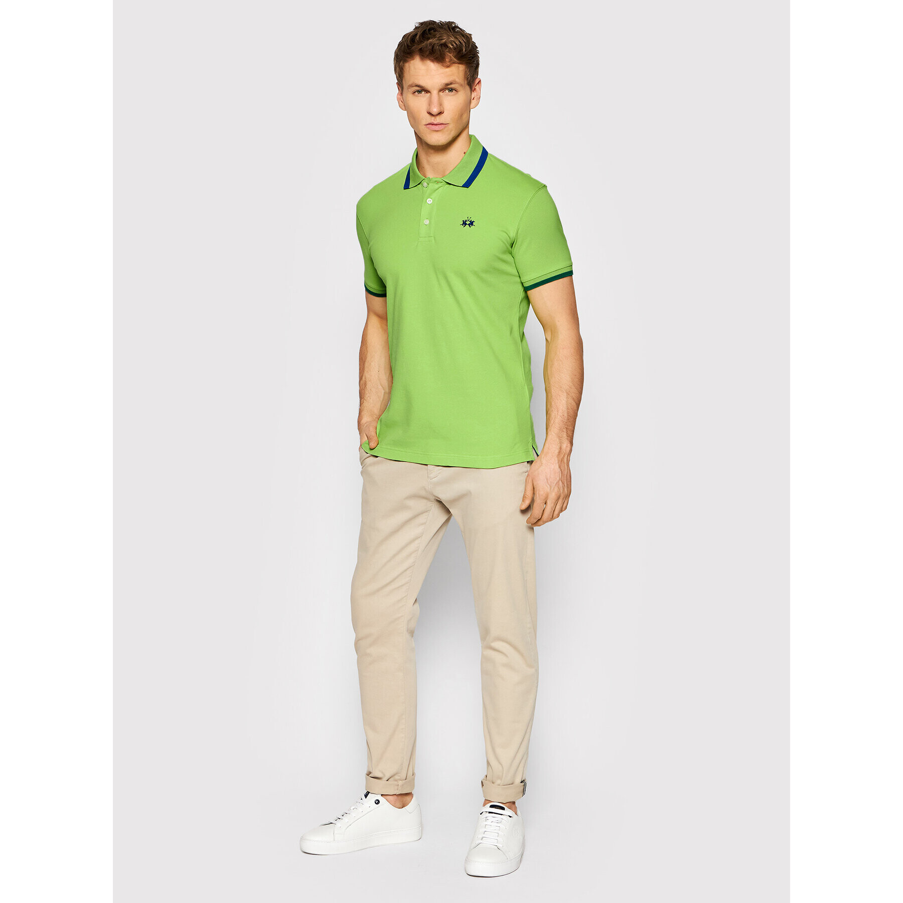 La Martina Polo majica TMP006 PK001 Zelena Slim Fit - Pepit.si