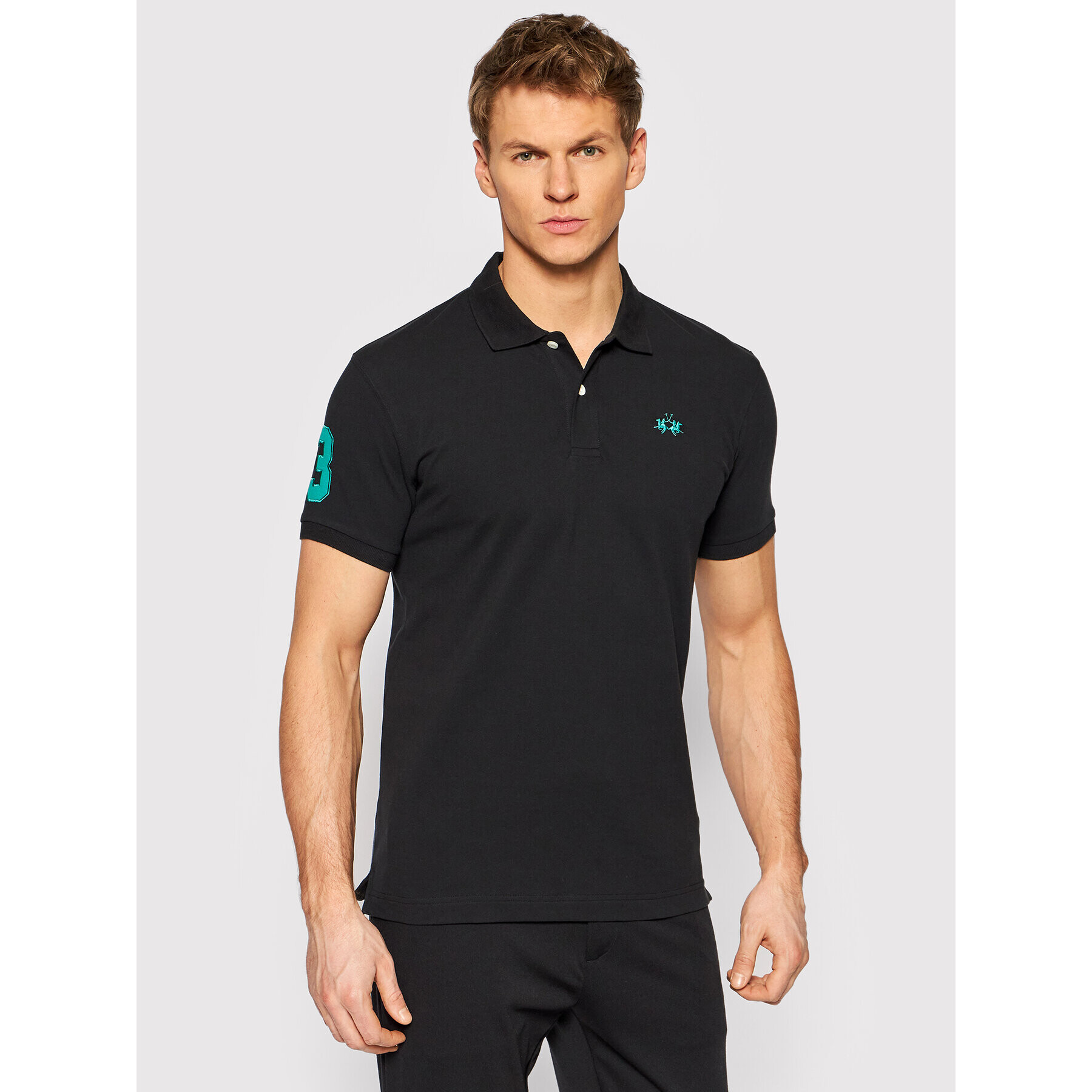 La Martina Polo majica TMP300 PK001 Črna Slim Fit - Pepit.si