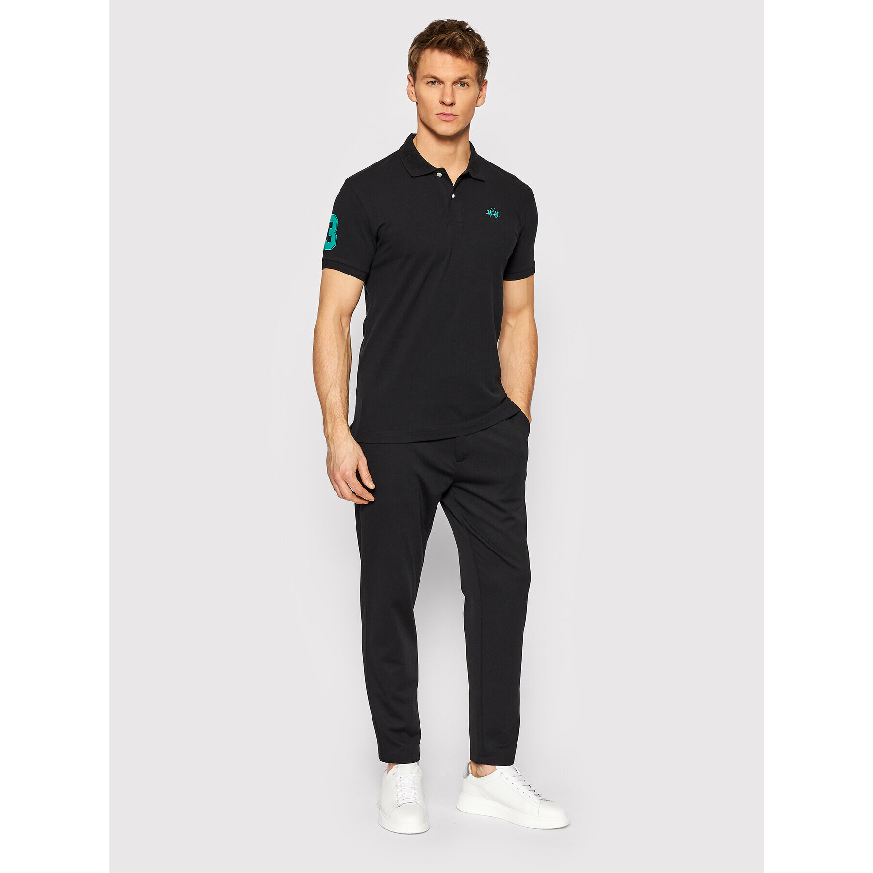 La Martina Polo majica TMP300 PK001 Črna Slim Fit - Pepit.si