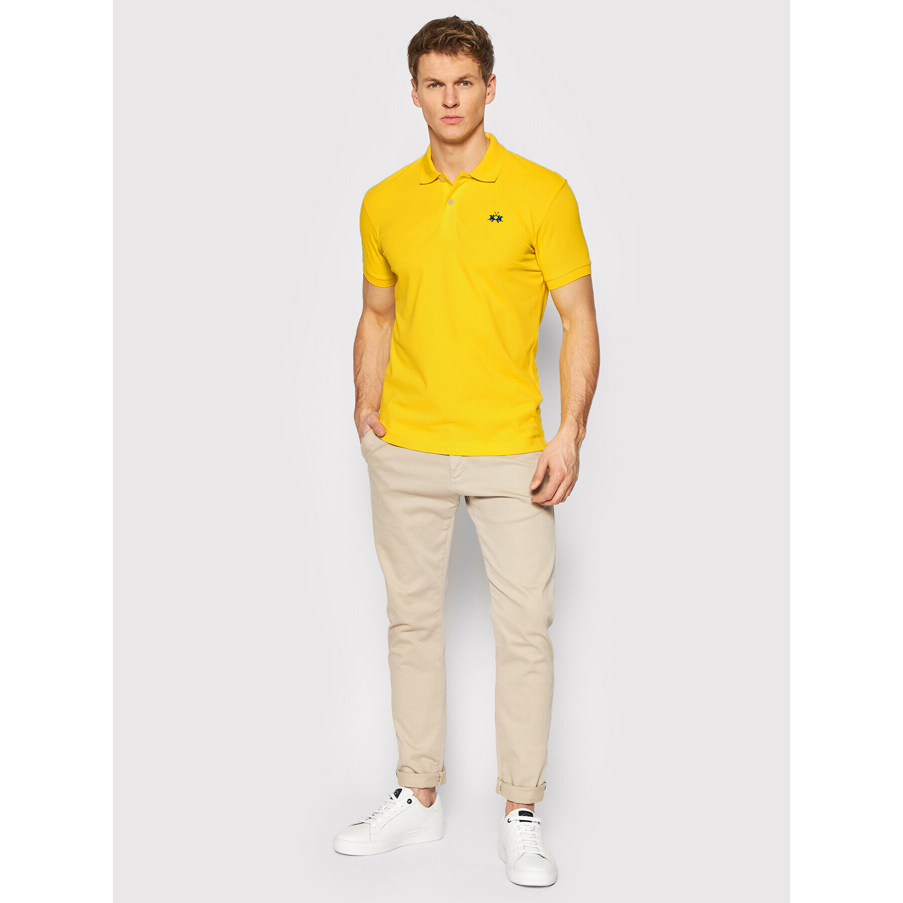 La Martina Polo majica TMP300 PK001 Rumena Slim Fit - Pepit.si