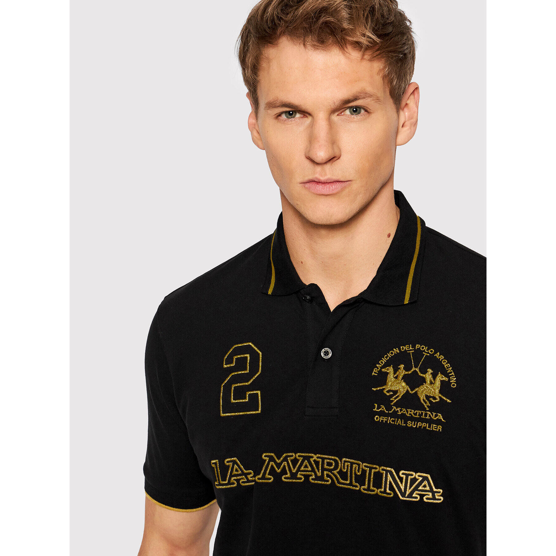 La Martina Polo majica TMP306 PK001 Črna Regular Fit - Pepit.si