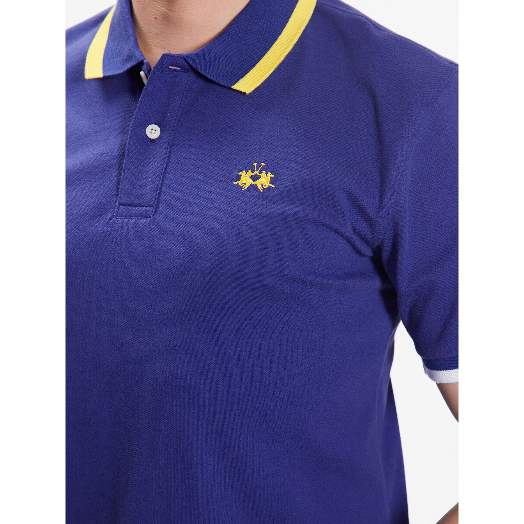 La Martina Polo majica VMP006 PK001 Modra Slim Fit - Pepit.si