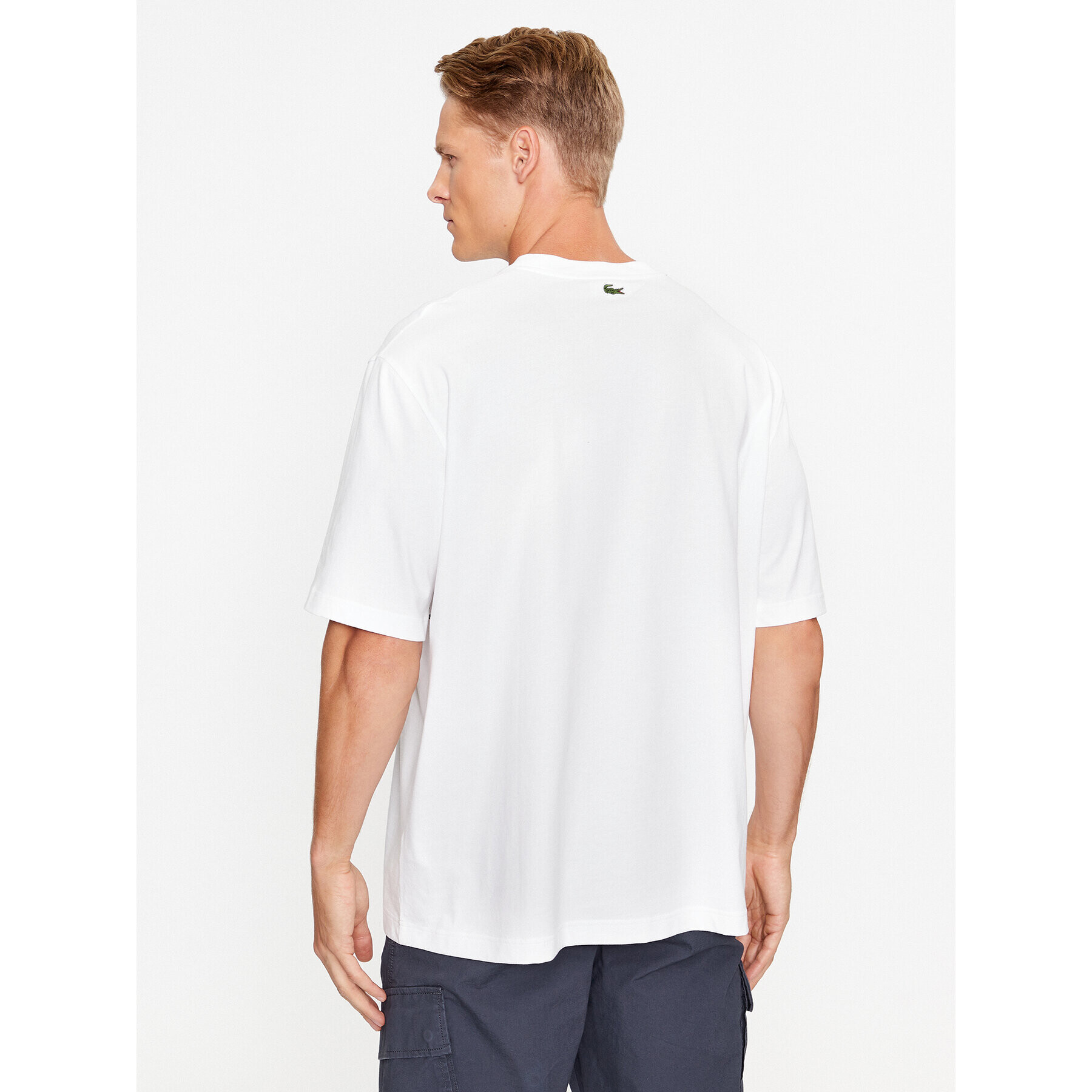 Lacoste Majica TH5511 Bela Loose Fit - Pepit.si