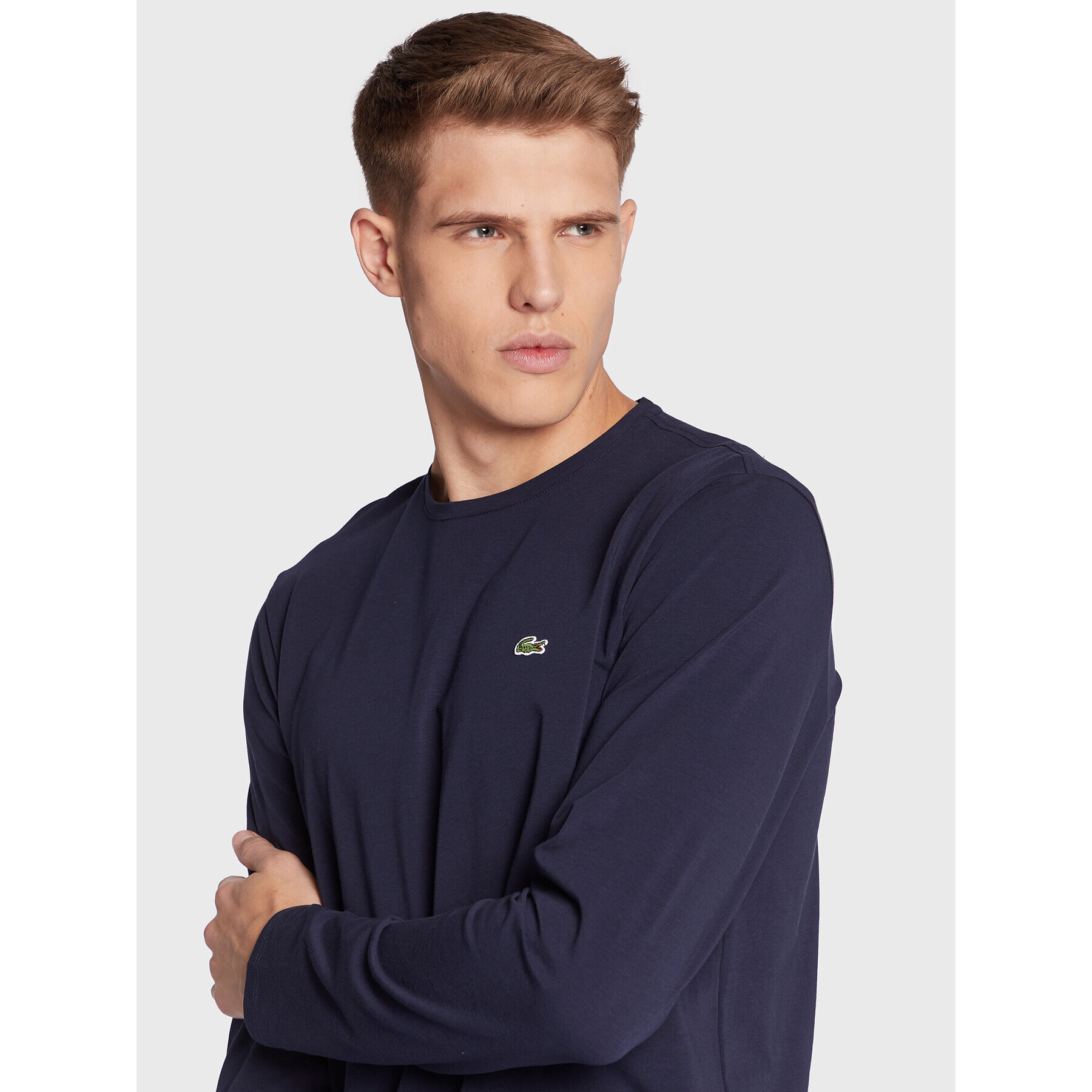 Lacoste Majica z dolgimi rokavi TH0990 Mornarsko modra Regular Fit - Pepit.si