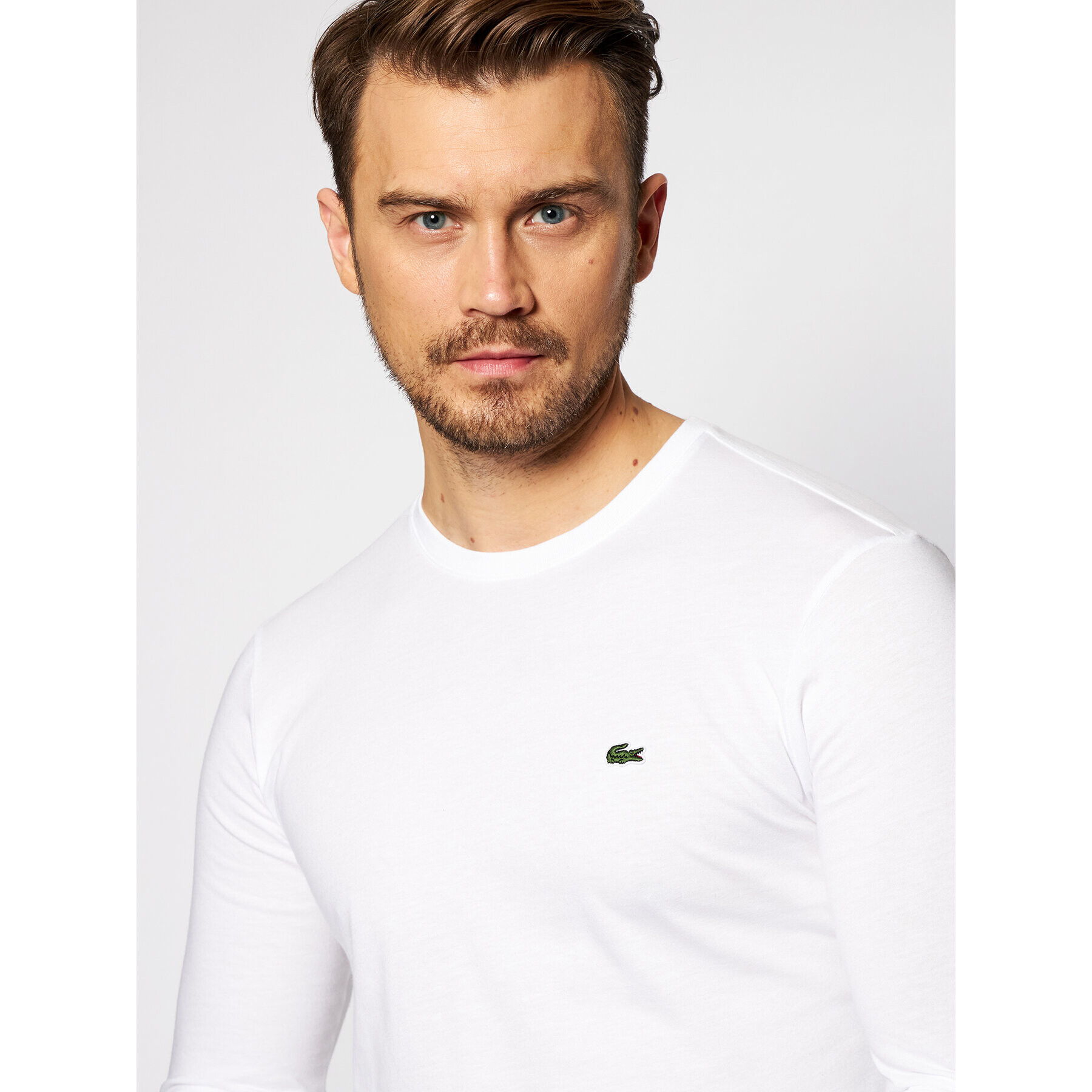 Lacoste Majica z dolgimi rokavi TH2040 Bela Regular Fit - Pepit.si