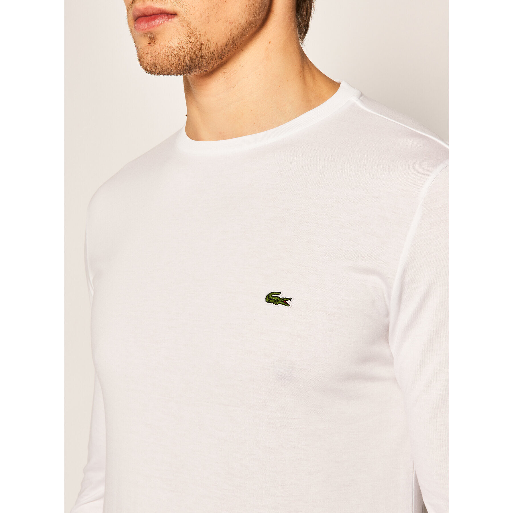 Lacoste Majica z dolgimi rokavi TH6712 Bela Regular Fit - Pepit.si