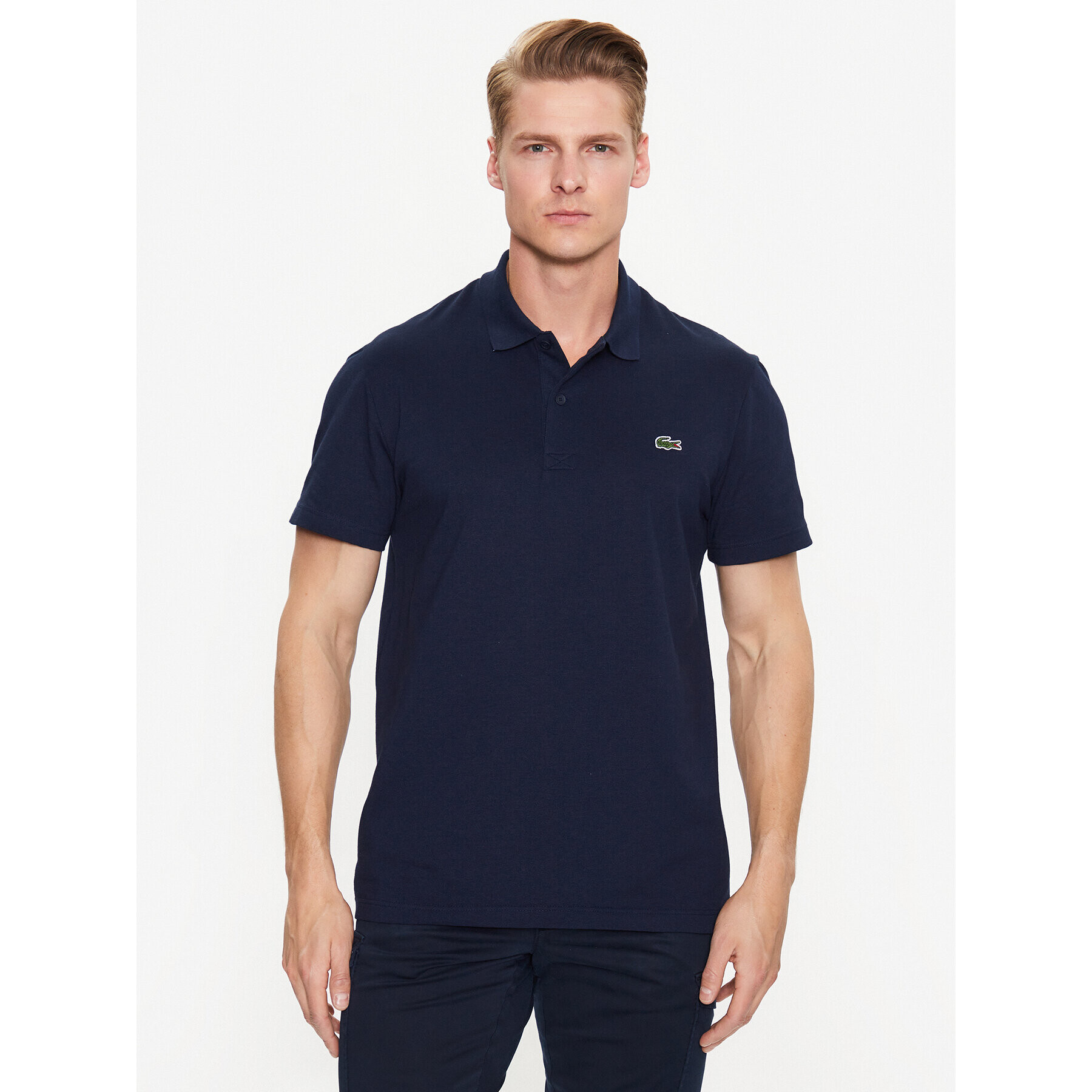 Lacoste Polo majica DH0783 Mornarsko modra Regular Fit - Pepit.si