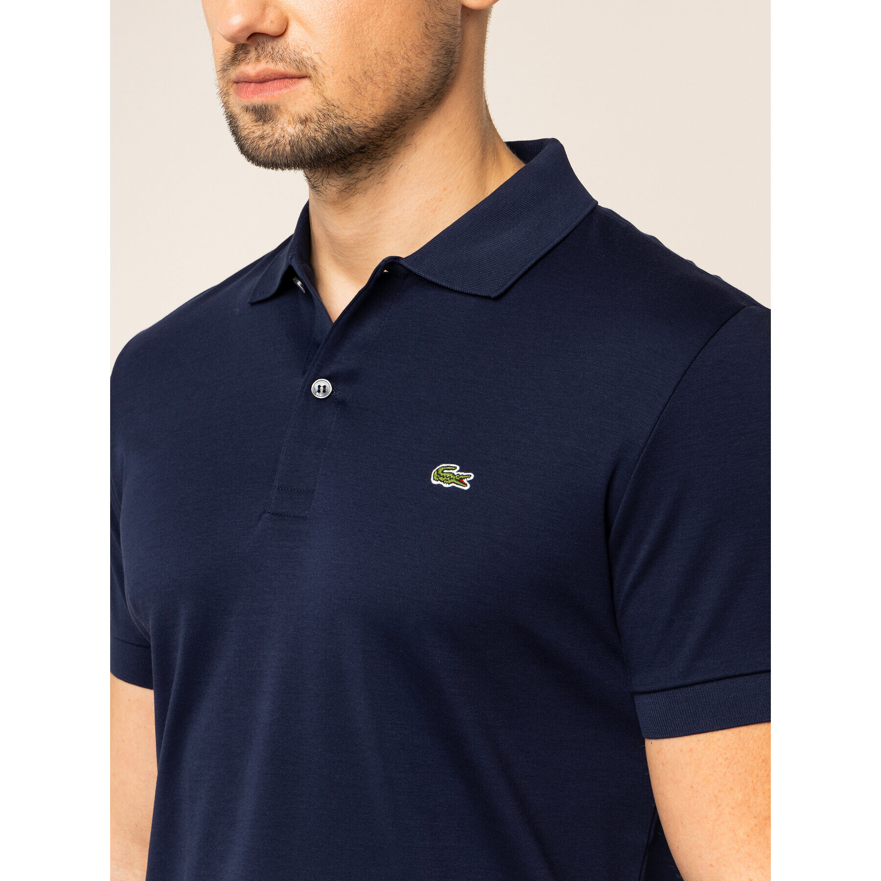 Lacoste Polo majica DH2050 Mornarsko modra Regular Fit - Pepit.si