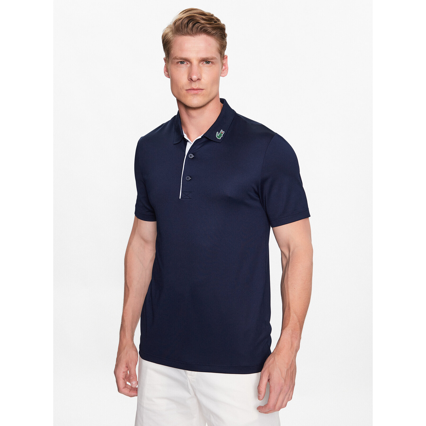 Lacoste Polo majica DH3982 Mornarsko modra Regular Fit - Pepit.si