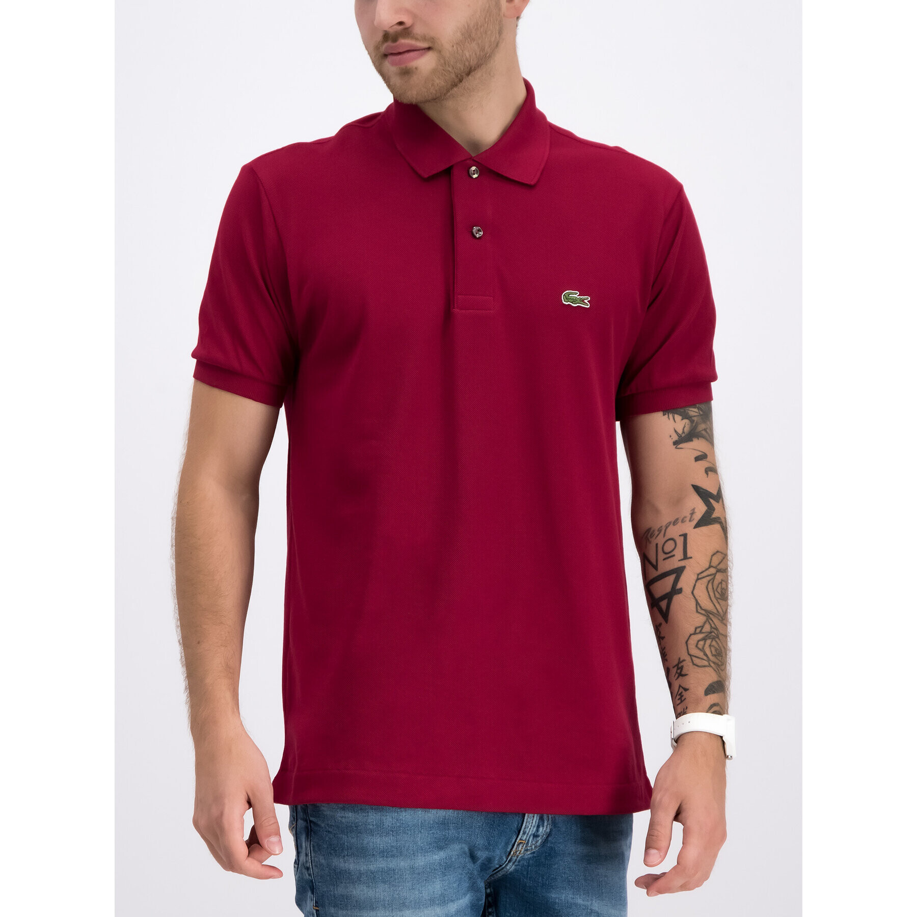 Lacoste Polo majica L1212 Bordo rdeča Classic Fit - Pepit.si