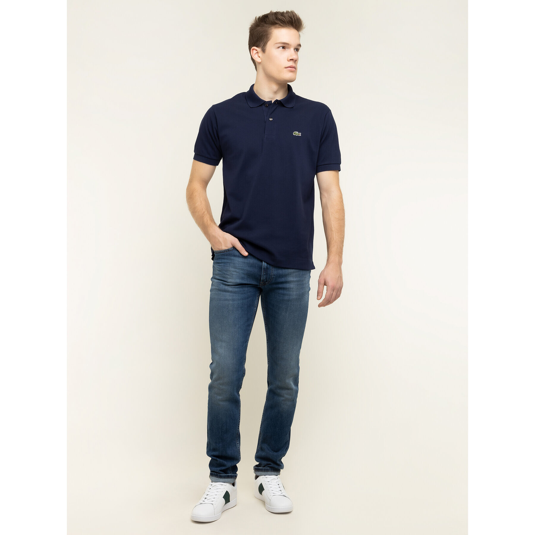 Lacoste Polo majica L1212 Mornarsko modra Classic Fit - Pepit.si