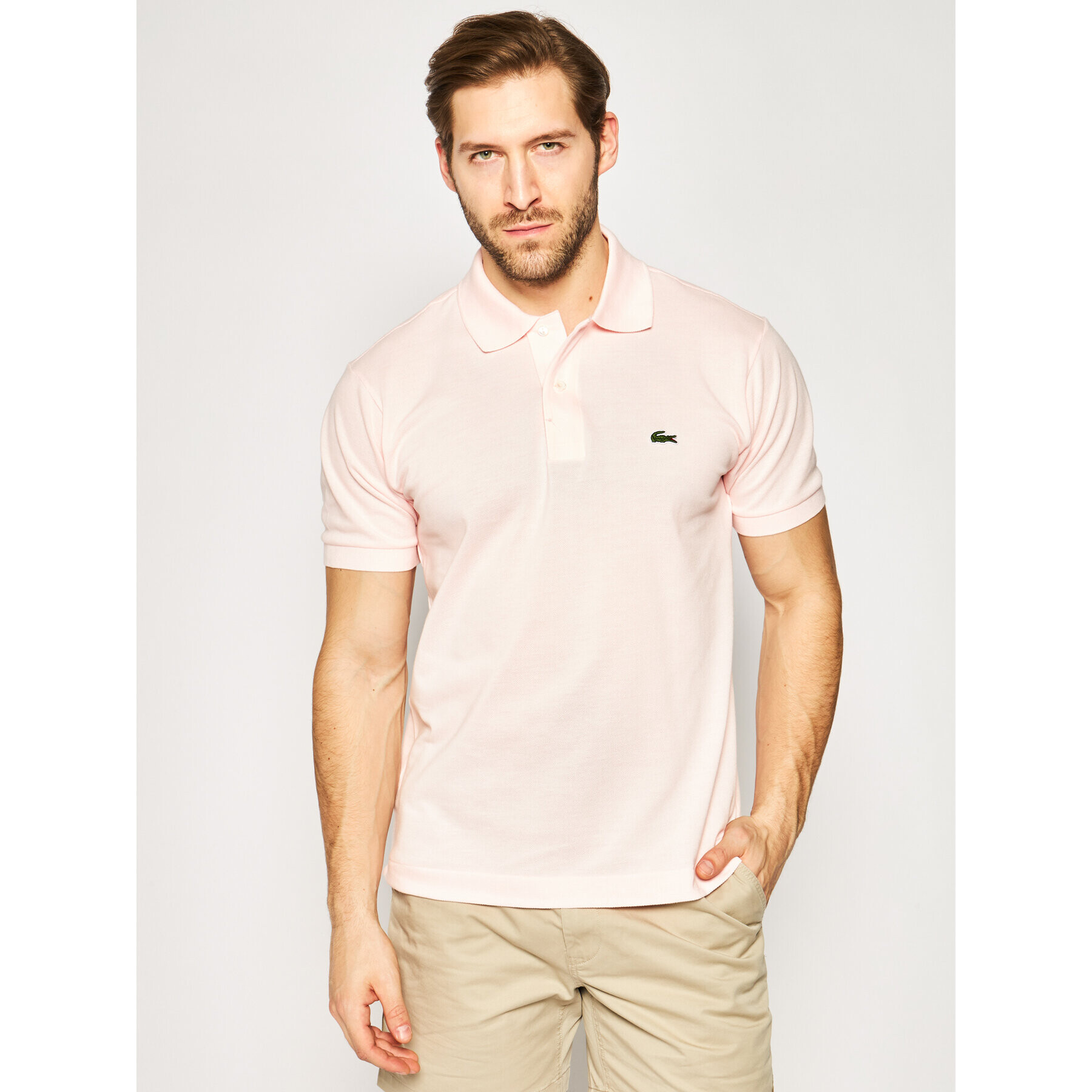 Lacoste Polo majica L1212 Roza Classic Fit - Pepit.si