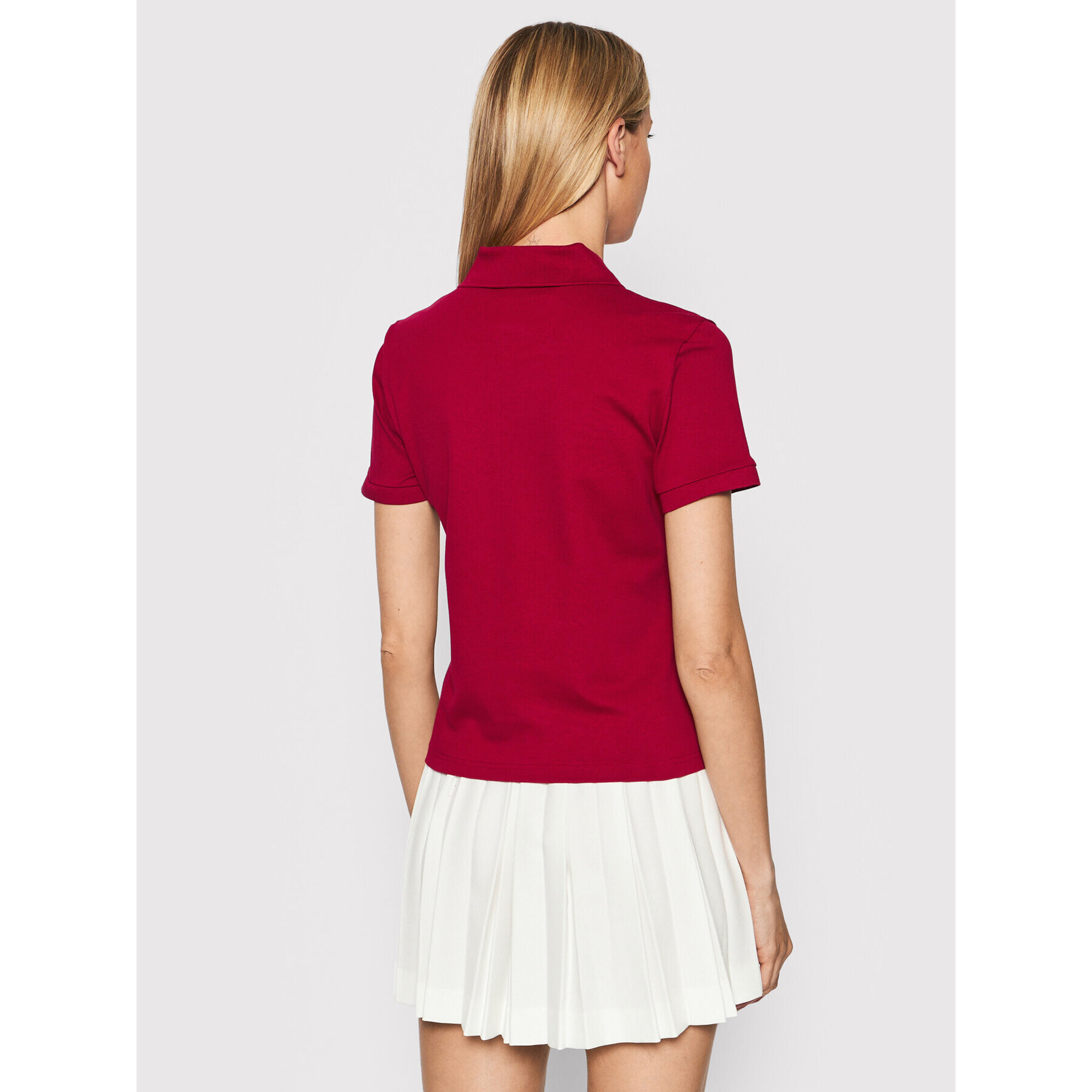 Lacoste Polo majica PF1481 Bordo rdeča Slim Fit - Pepit.si