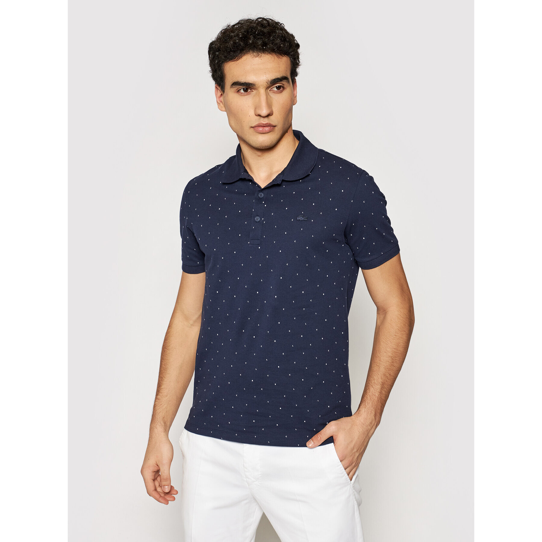 Lacoste Polo majica PH0158 Mornarsko modra Slim Fit - Pepit.si