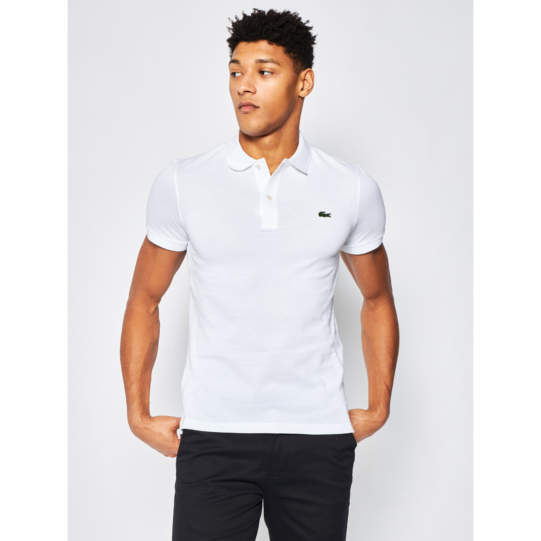 Lacoste Polo majica PH4012 Bela Slim Fit - Pepit.si