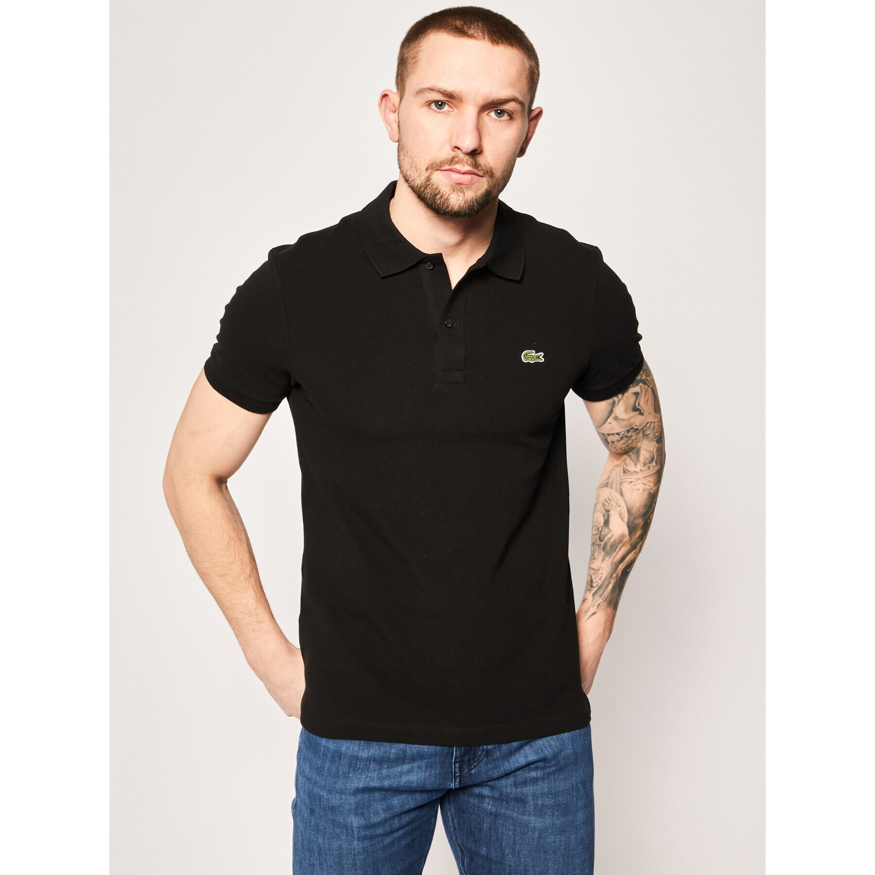 Lacoste Polo majica PH4012 Črna Slim Fit - Pepit.si