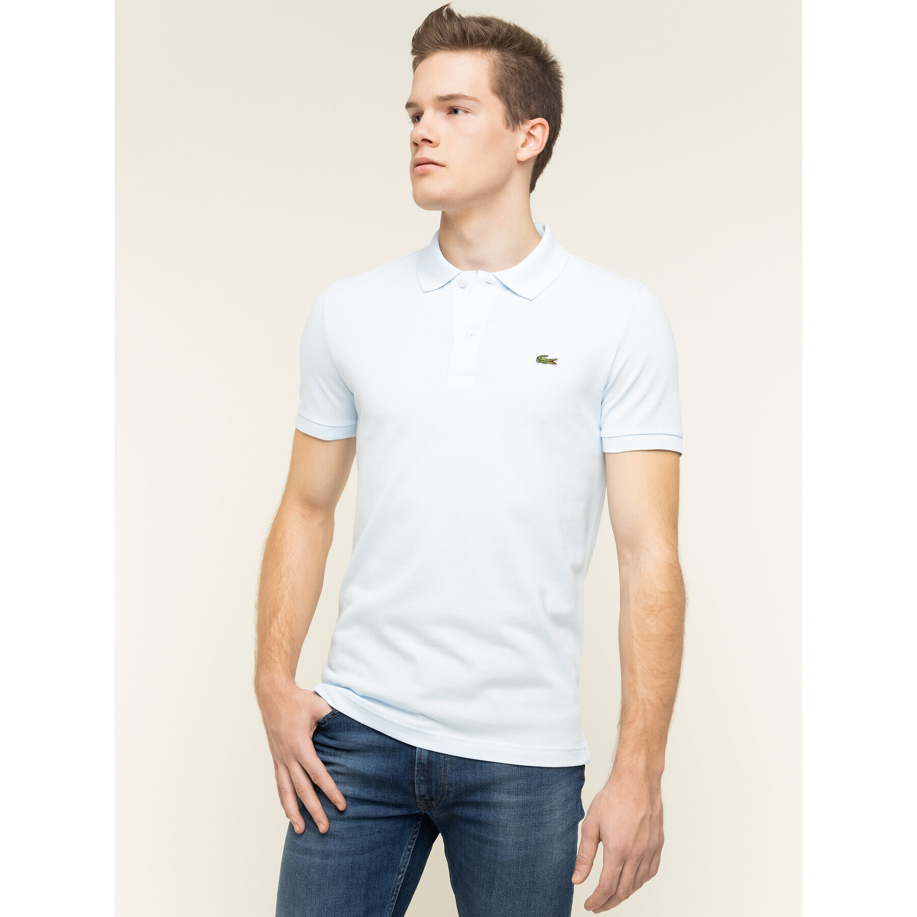 Lacoste Polo majica PH4012 Modra Slim Fit - Pepit.si