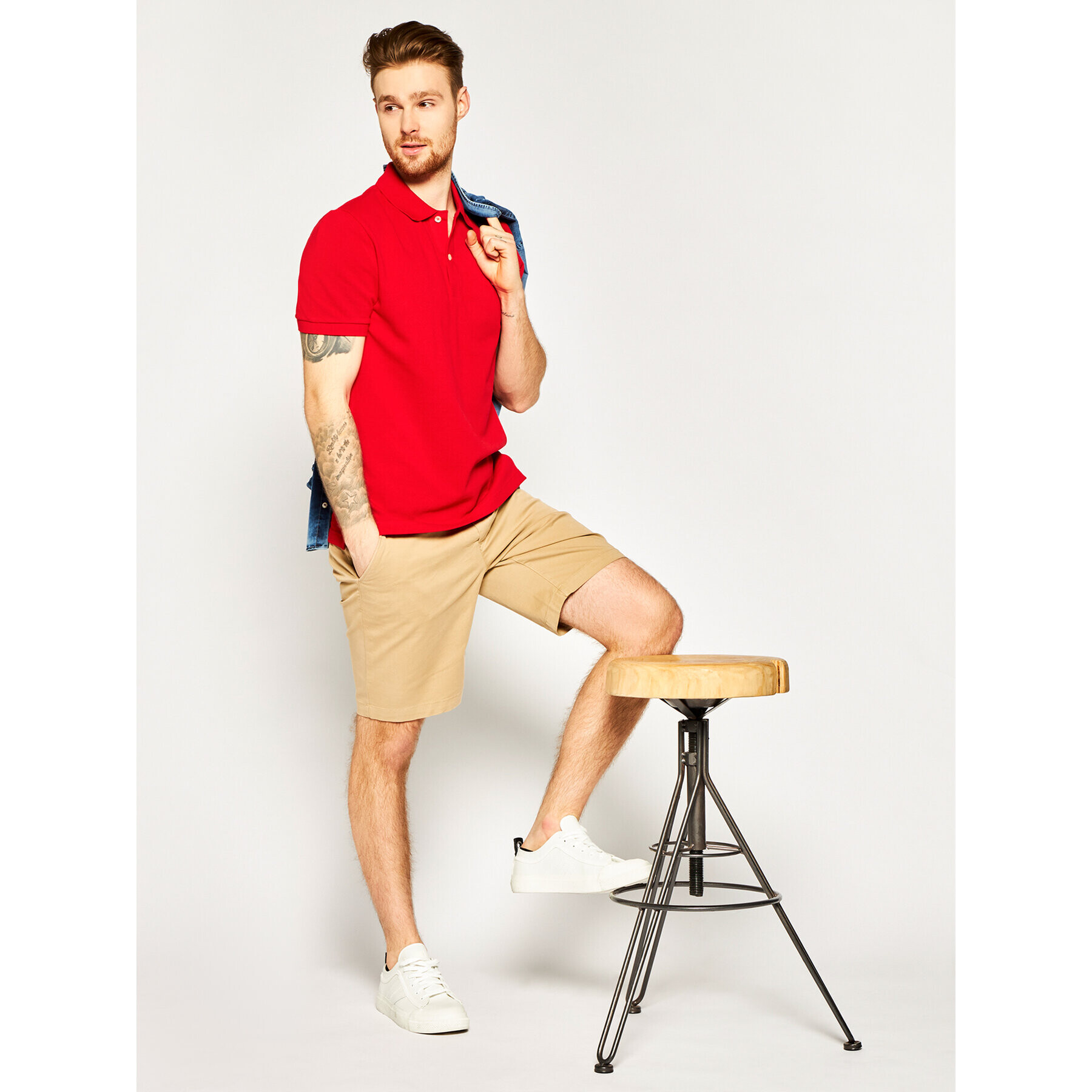 Lacoste Polo majica PH4012 Rdeča Slim Fit - Pepit.si