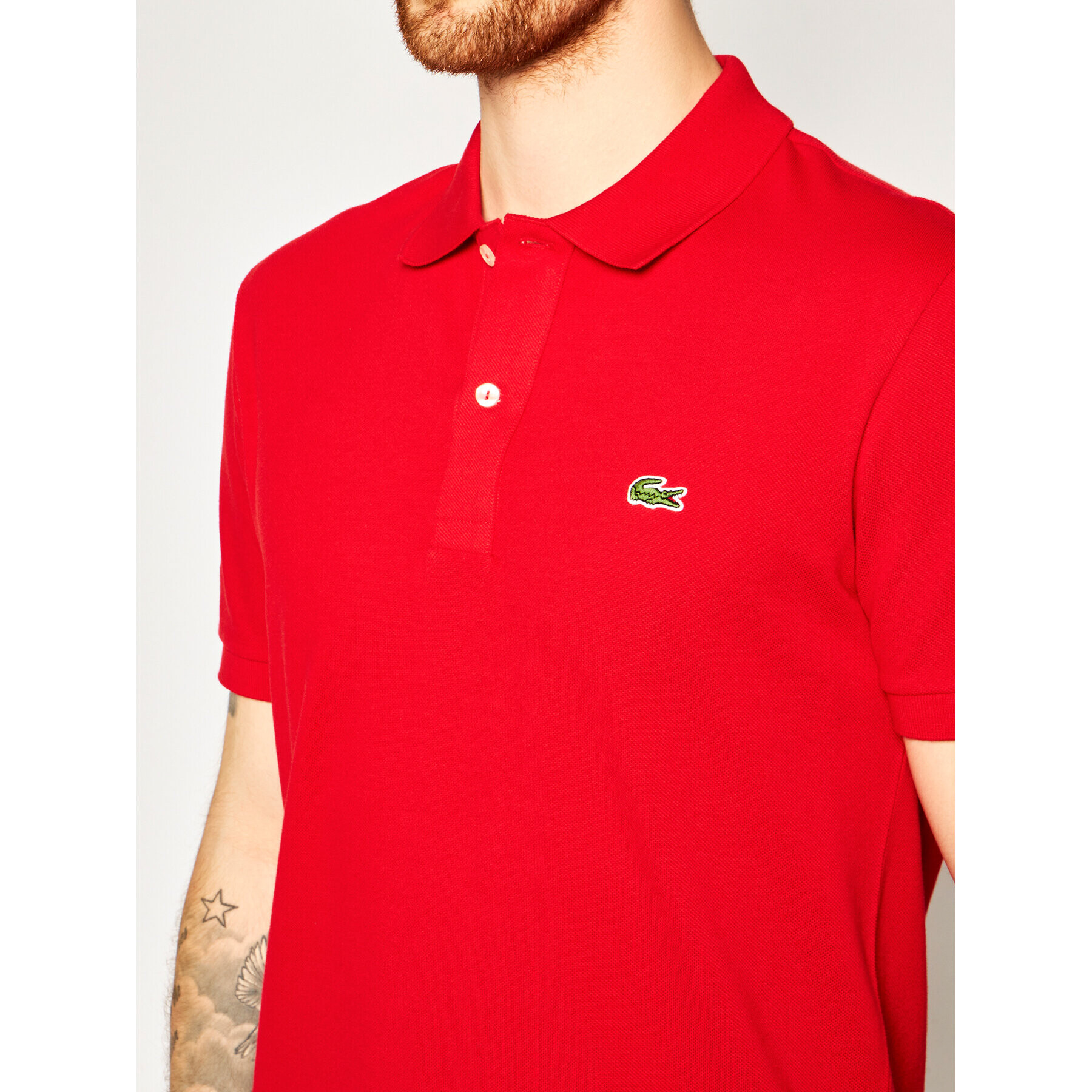 Lacoste Polo majica PH4012 Rdeča Slim Fit - Pepit.si