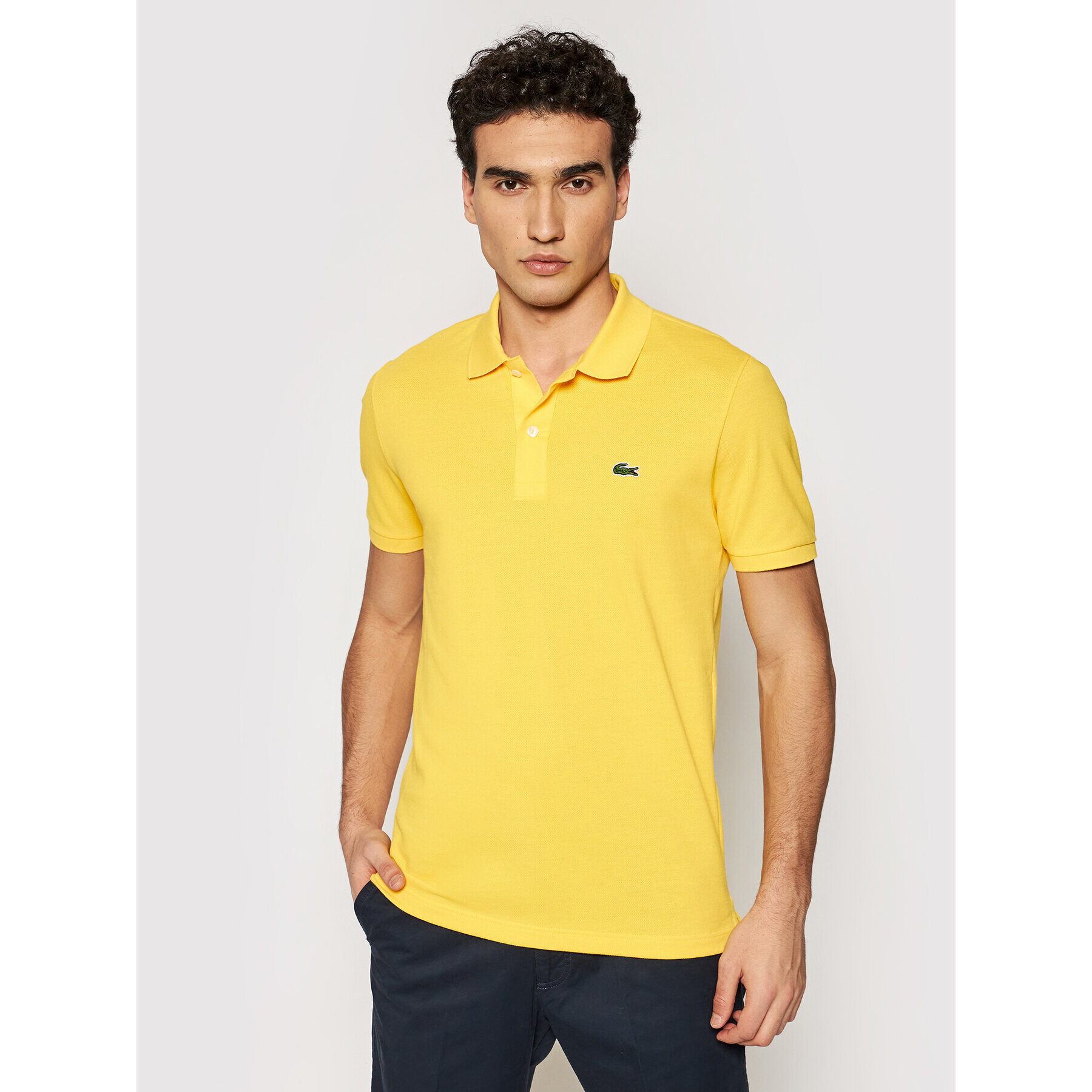 Lacoste Polo majica PH4012 Rumena Slim Fit - Pepit.si