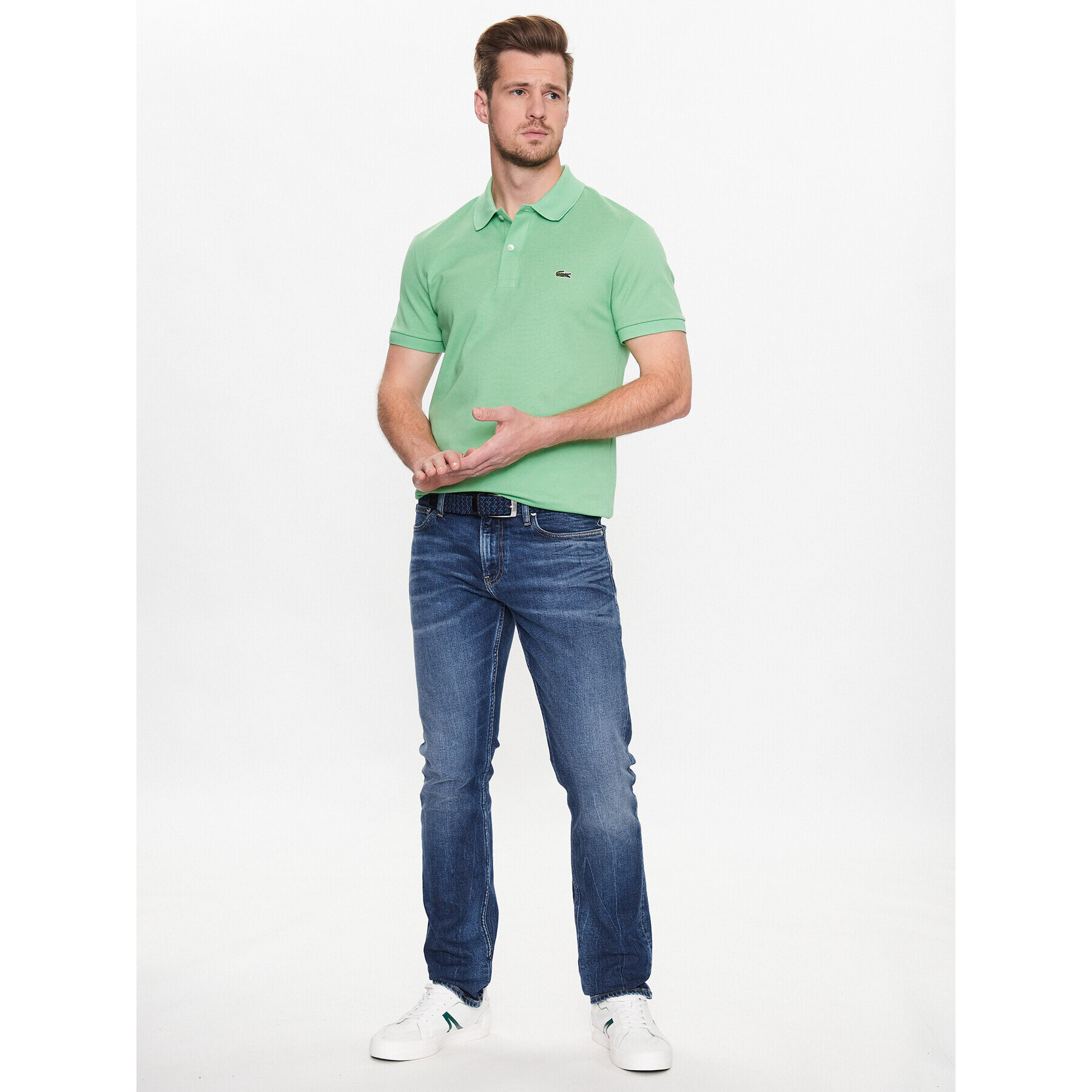 Lacoste Polo majica PH4012 Zelena Regular Fit - Pepit.si