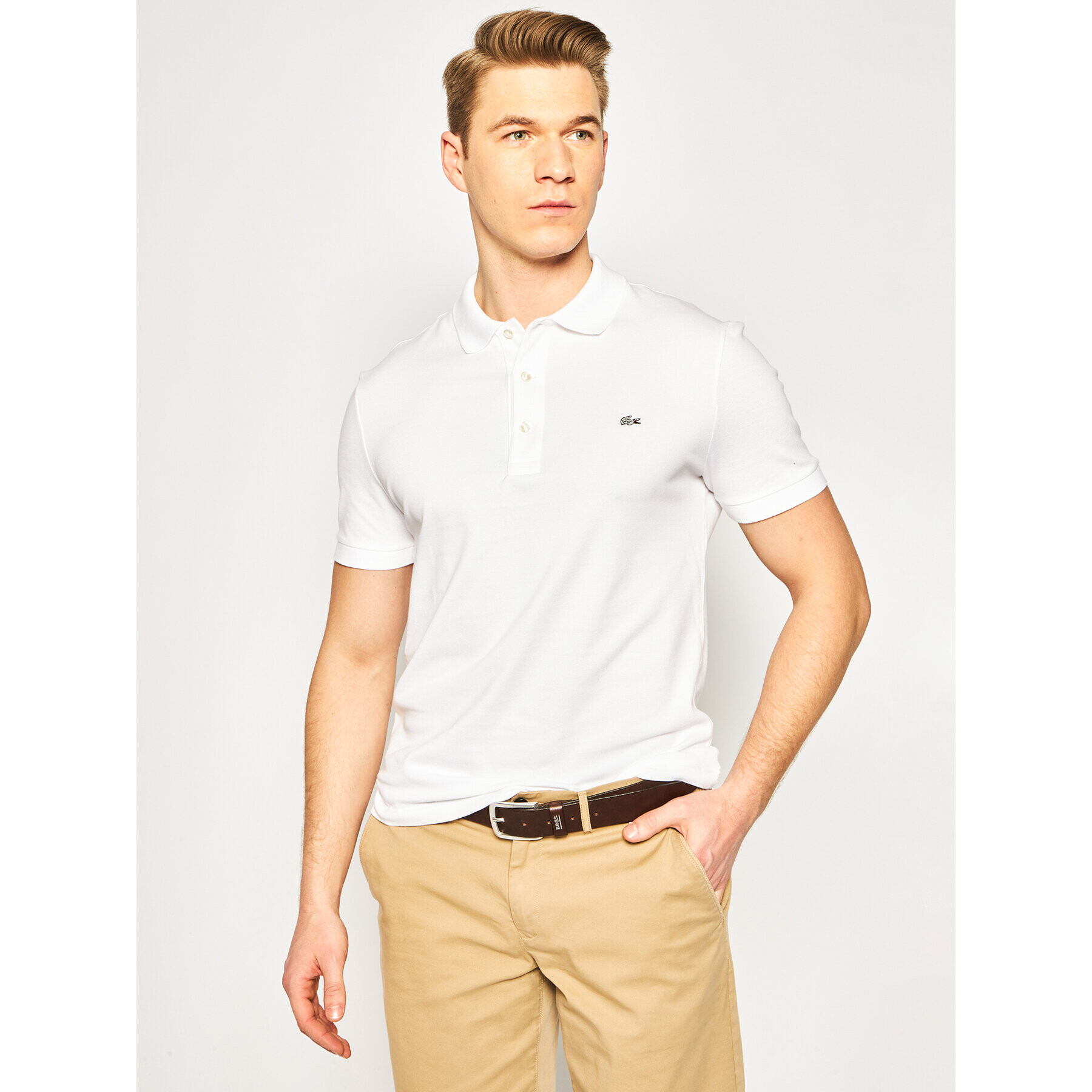 Lacoste Polo majica PH4014 Bela Slim Fit - Pepit.si