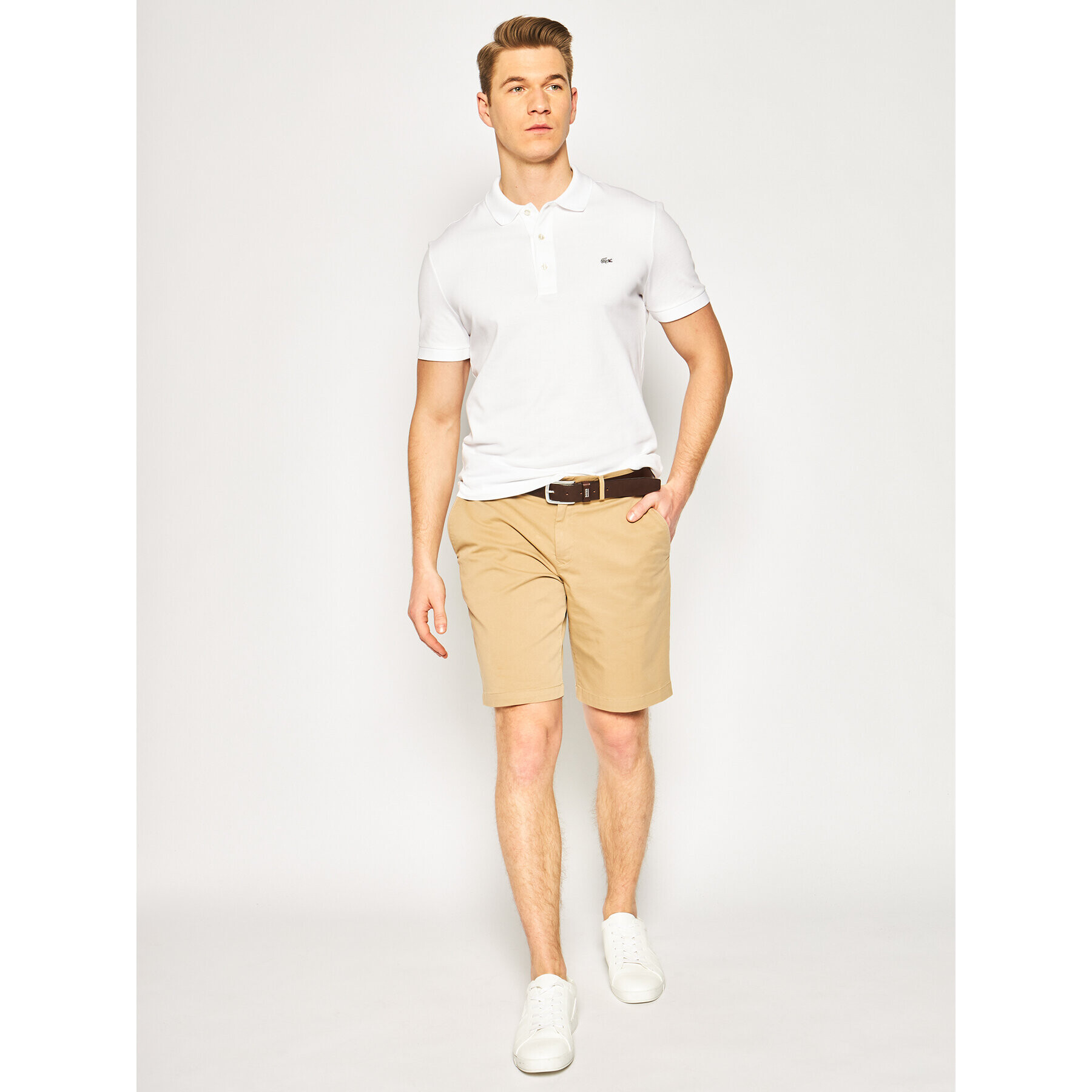 Lacoste Polo majica PH4014 Bela Slim Fit - Pepit.si