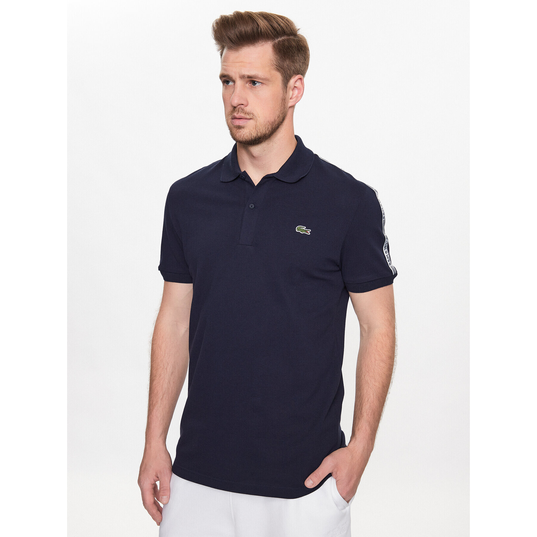 Lacoste Polo majica PH5075 Mornarsko modra Regular Fit - Pepit.si