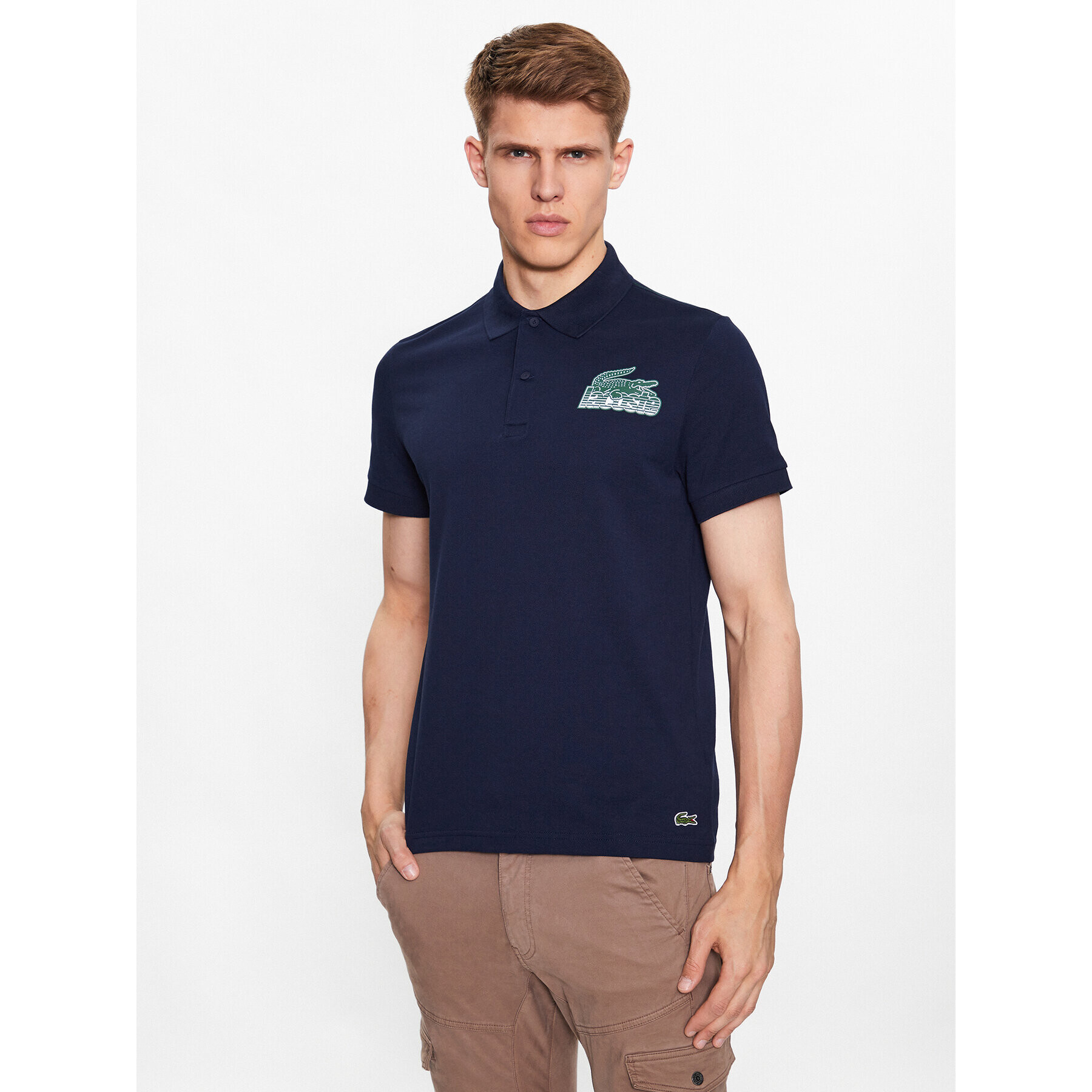 Lacoste Polo majica PH5076 Mornarsko modra Regular Fit - Pepit.si