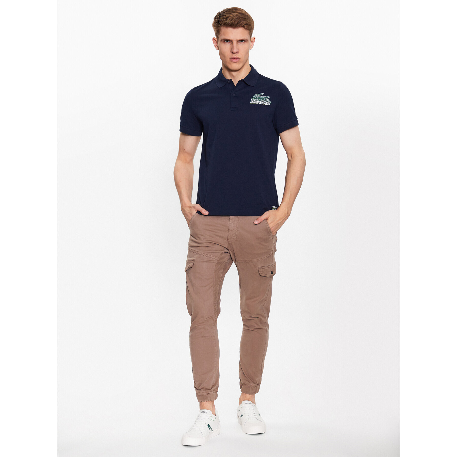 Lacoste Polo majica PH5076 Mornarsko modra Regular Fit - Pepit.si