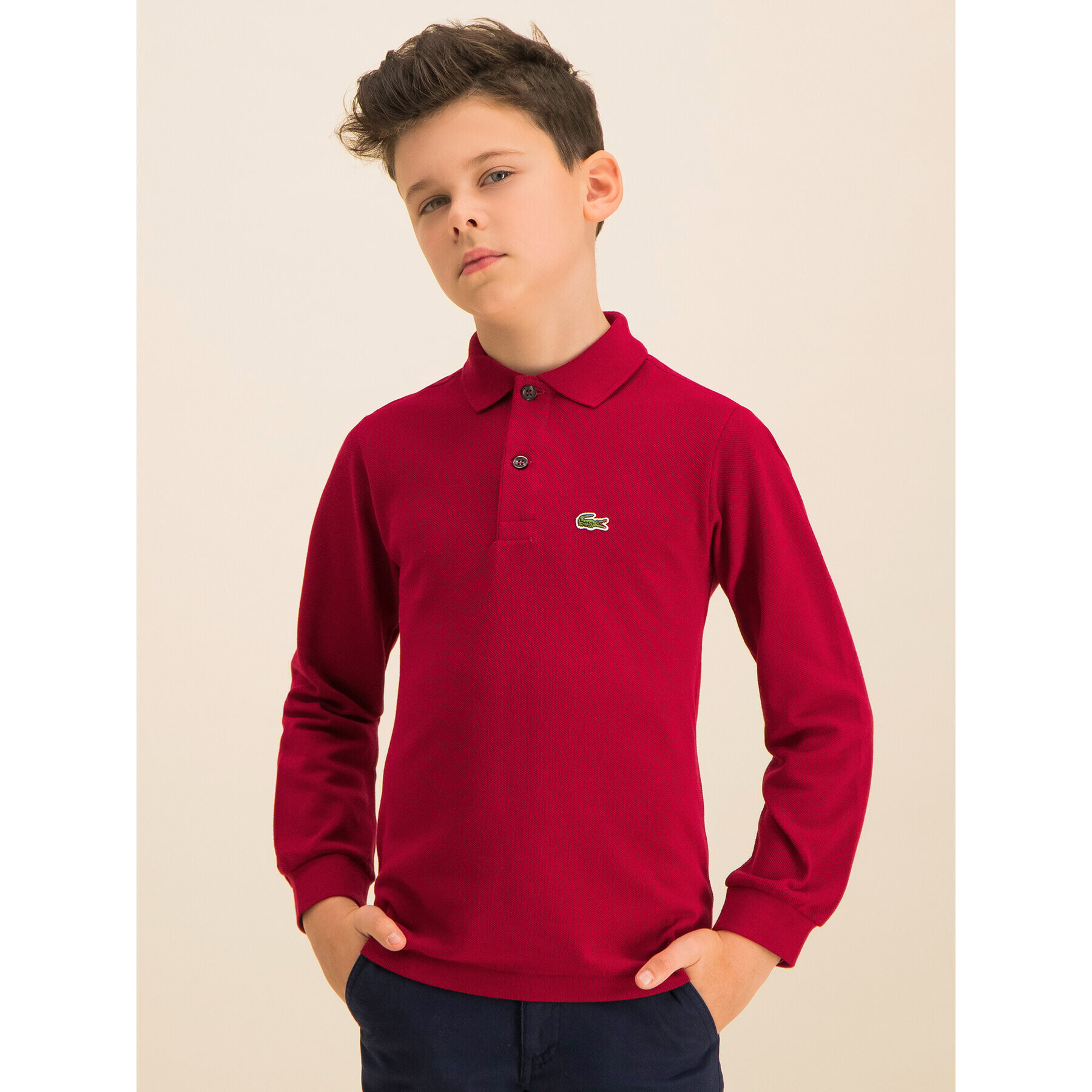 Lacoste Polo majica PJ8915 Bordo rdeča Regular Fit - Pepit.si