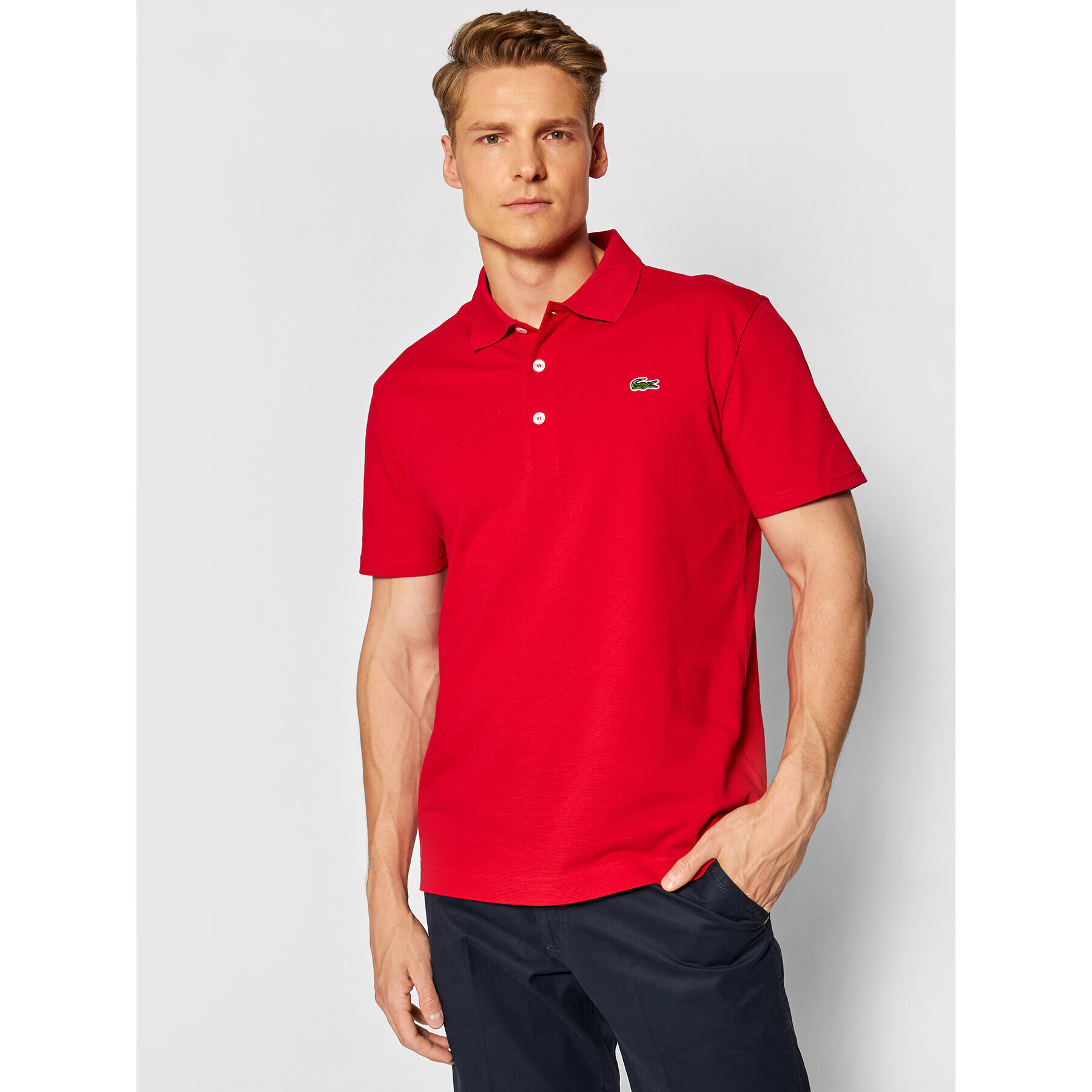 Lacoste Polo majica YH4801 Rdeča Slim Fit - Pepit.si